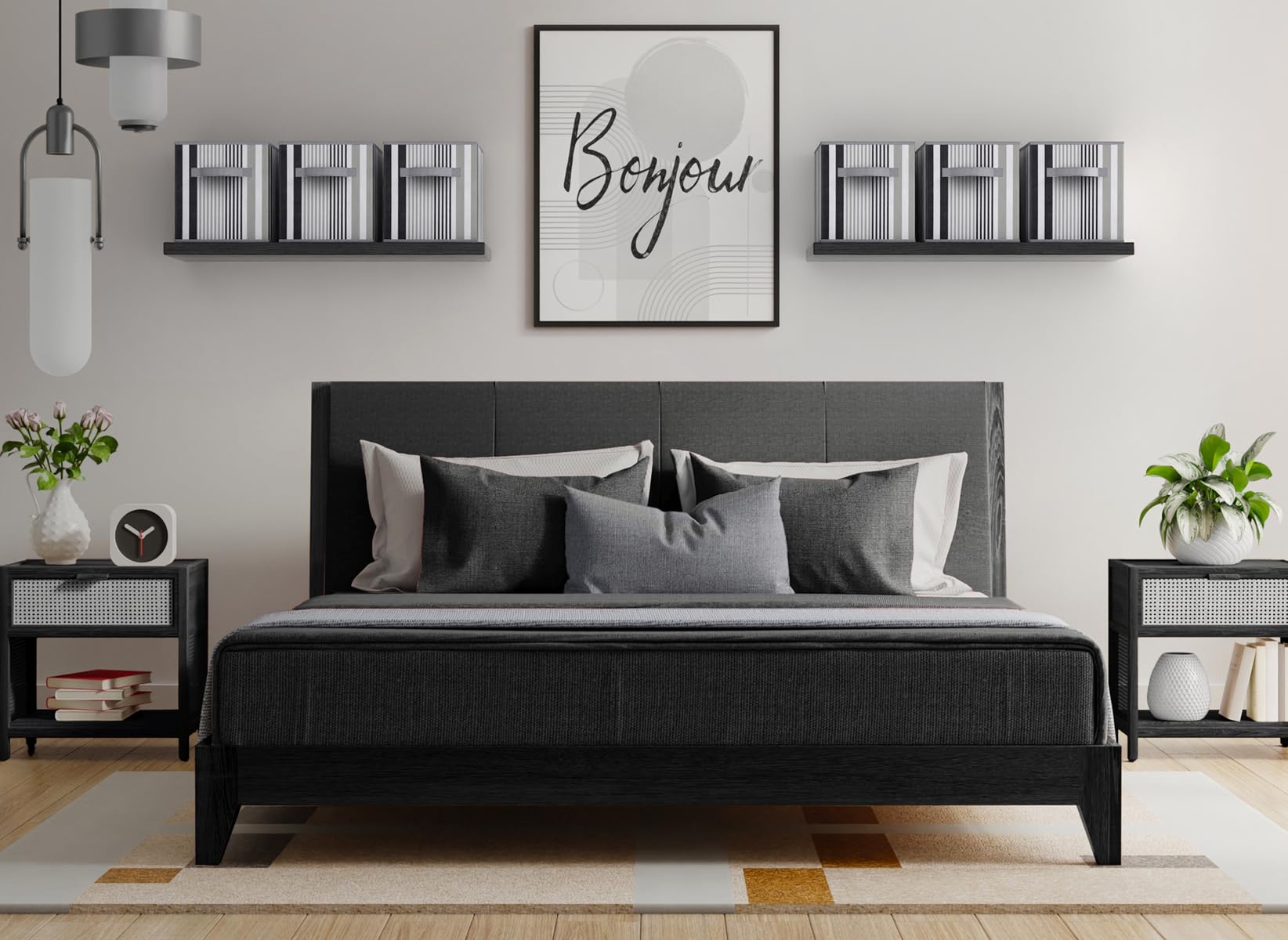 Sorbus 11 Inch Cube Storage Bin - 6 Foldable Storage Cubes For Shelf, Toy Box, Cubby And Closet Organizer - Pattern Black Collap