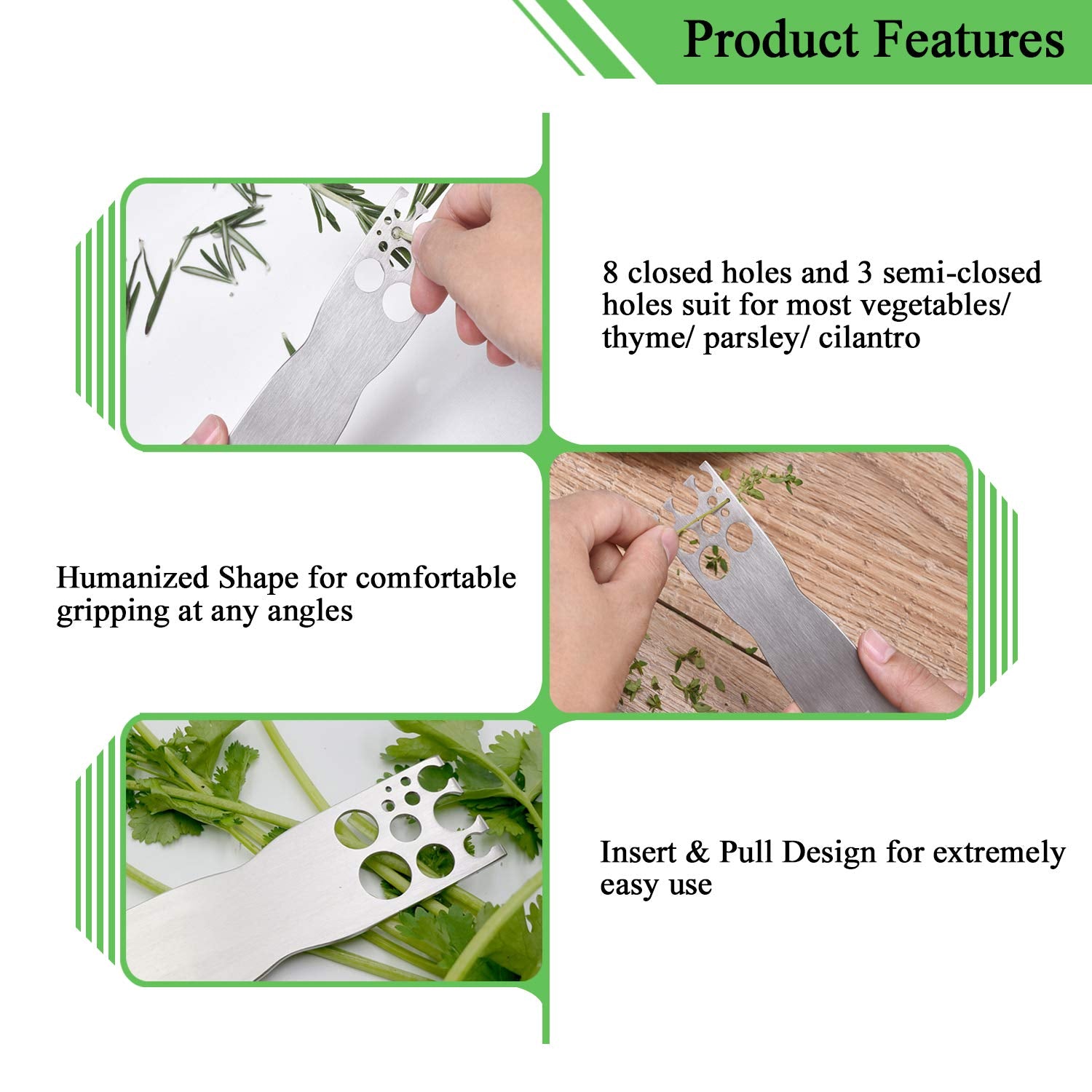 Stainless Steel Herb Stripper, Kale And Herb Stripping Tool/Vegetable Leaf Remover/Separator, Kitchen Gadgets