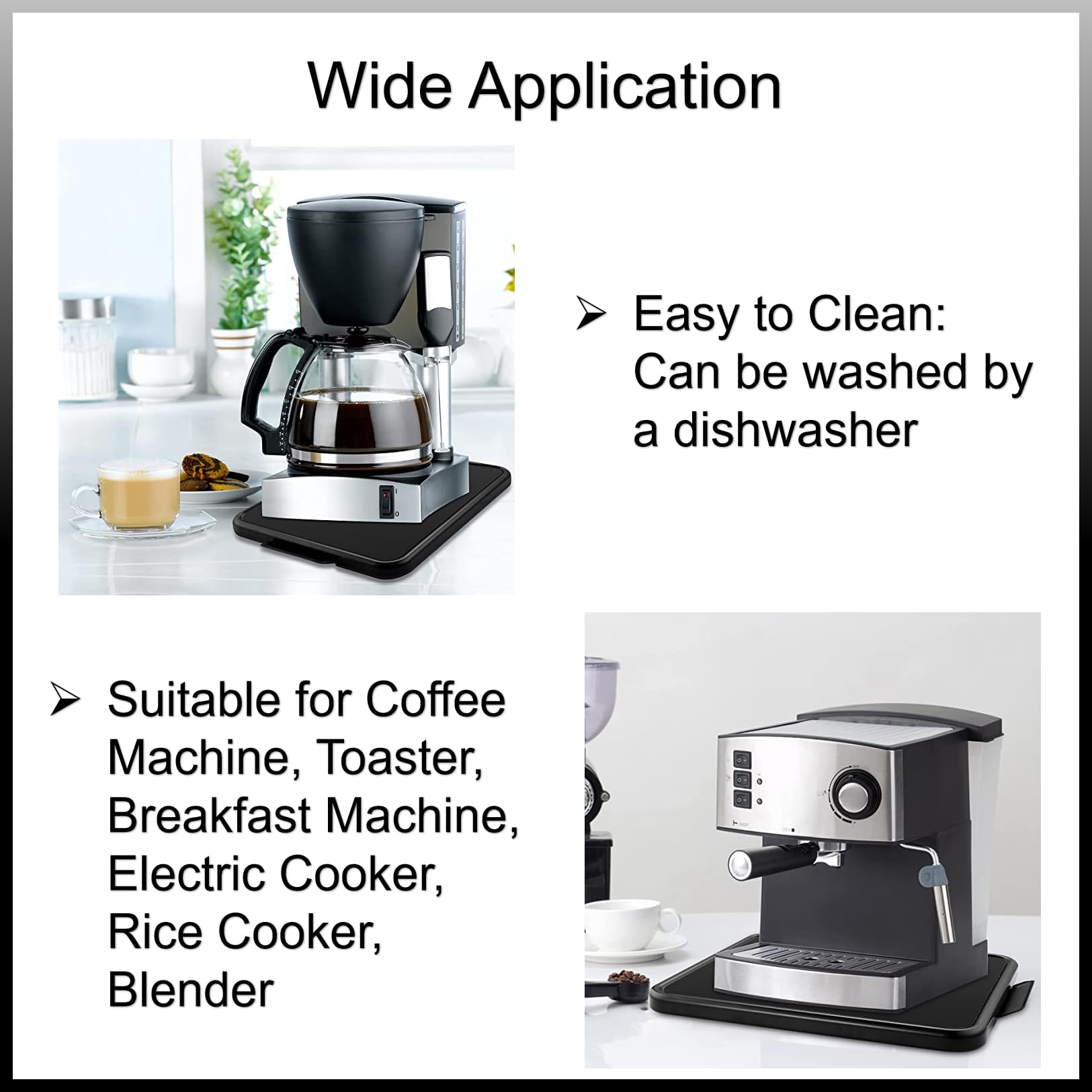 Kitchen Appliance Sliding Tray, Kitchen Caddy Sliding Coffee Maker Tray Mat 41 * 30 * 2Cm Rolling Tray Countertop Storage Moving