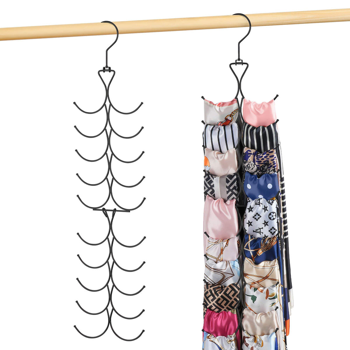 Omhomety Scarf Hanger For Closet, 20 Large Capacity Scarf Organizer, Space Saving Scarf Holder Hijab Rack Closet Organizers And