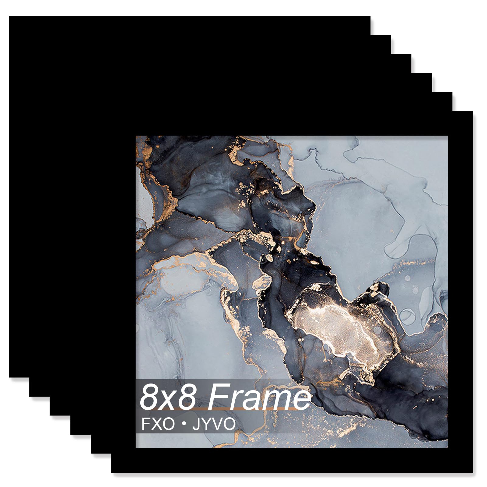 Fxojyvo 8x8 Frame Set of 6, Black Picture Frame for 8 x 8 Square Picture Poster Photo, Light Weight and High Transparent 8 by 8 