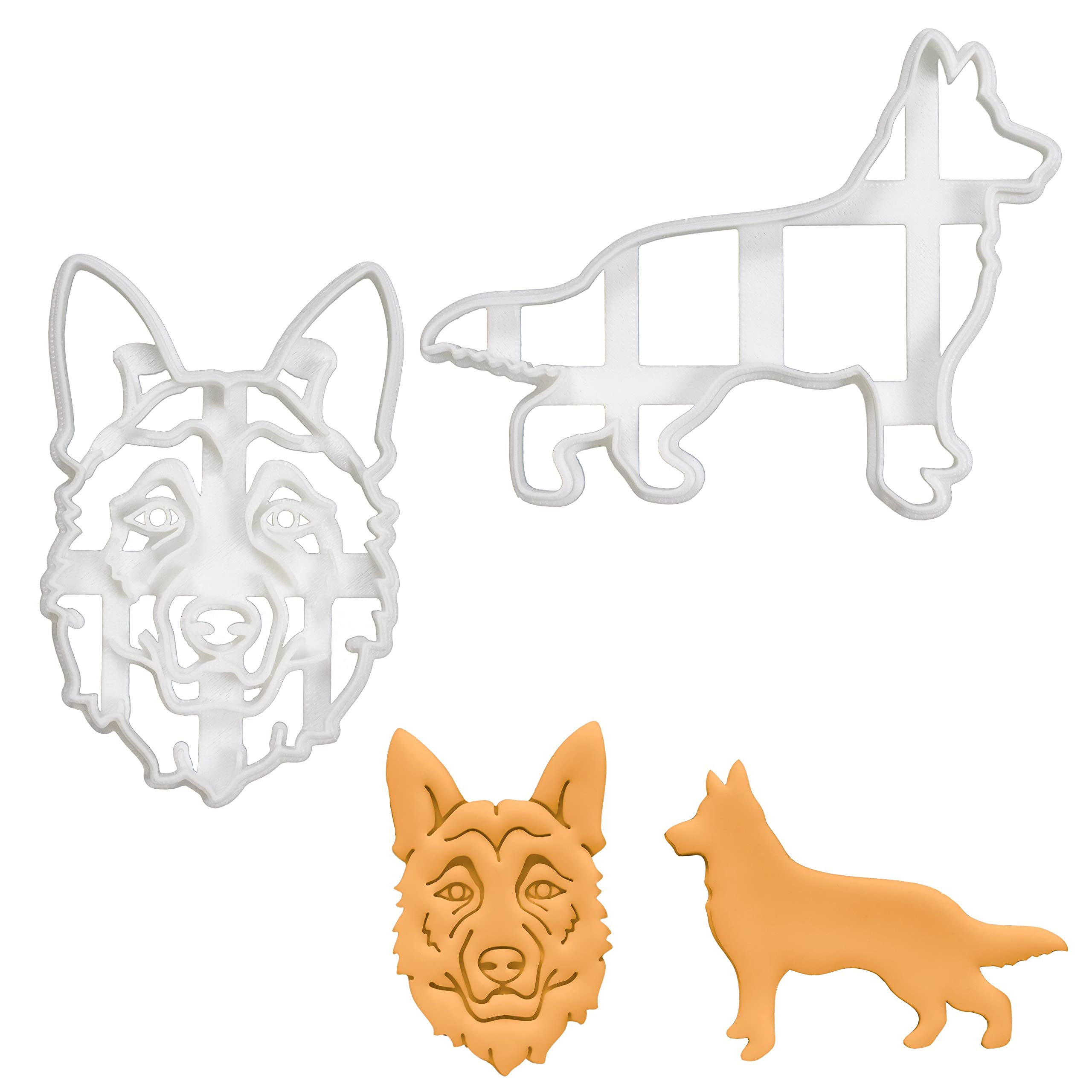 Set Of 2 German Shepherd Cookie Cutters (Designs: Face & Body), 2 Pieces - Bakerlogy