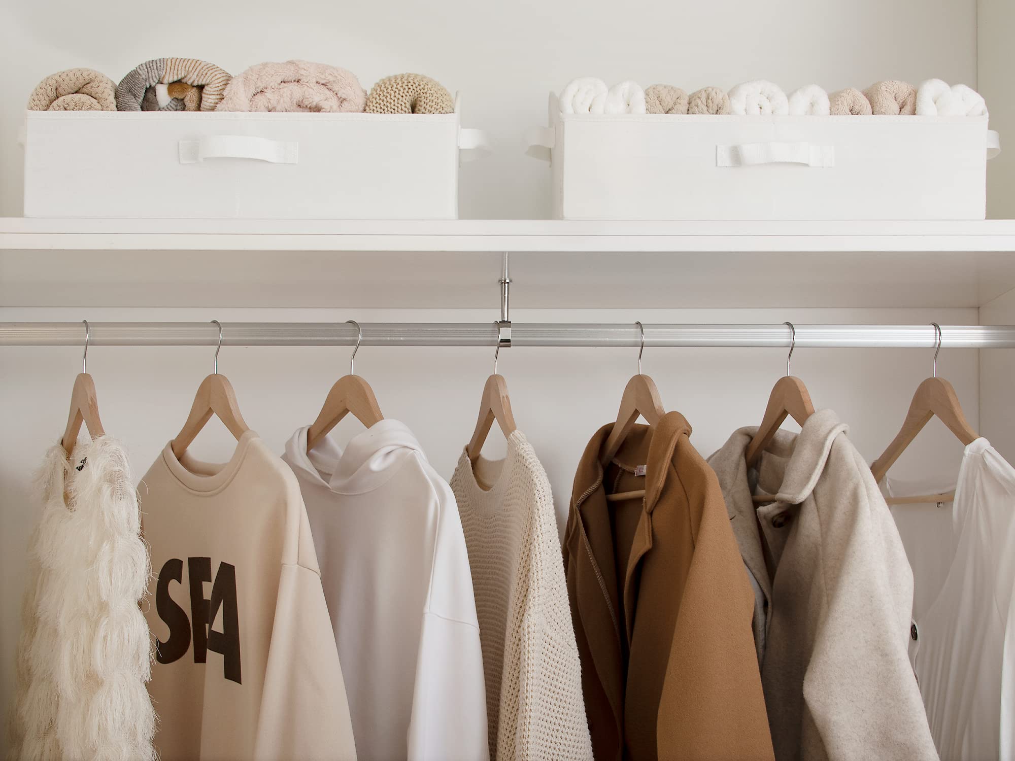 StorageWorks Closet Storage Bins  Trapezoid Storage Box  Foldable Closet Baskets and Bins for Shelves  Polyester Canvas Bins  White  Jumbo  3-Pack