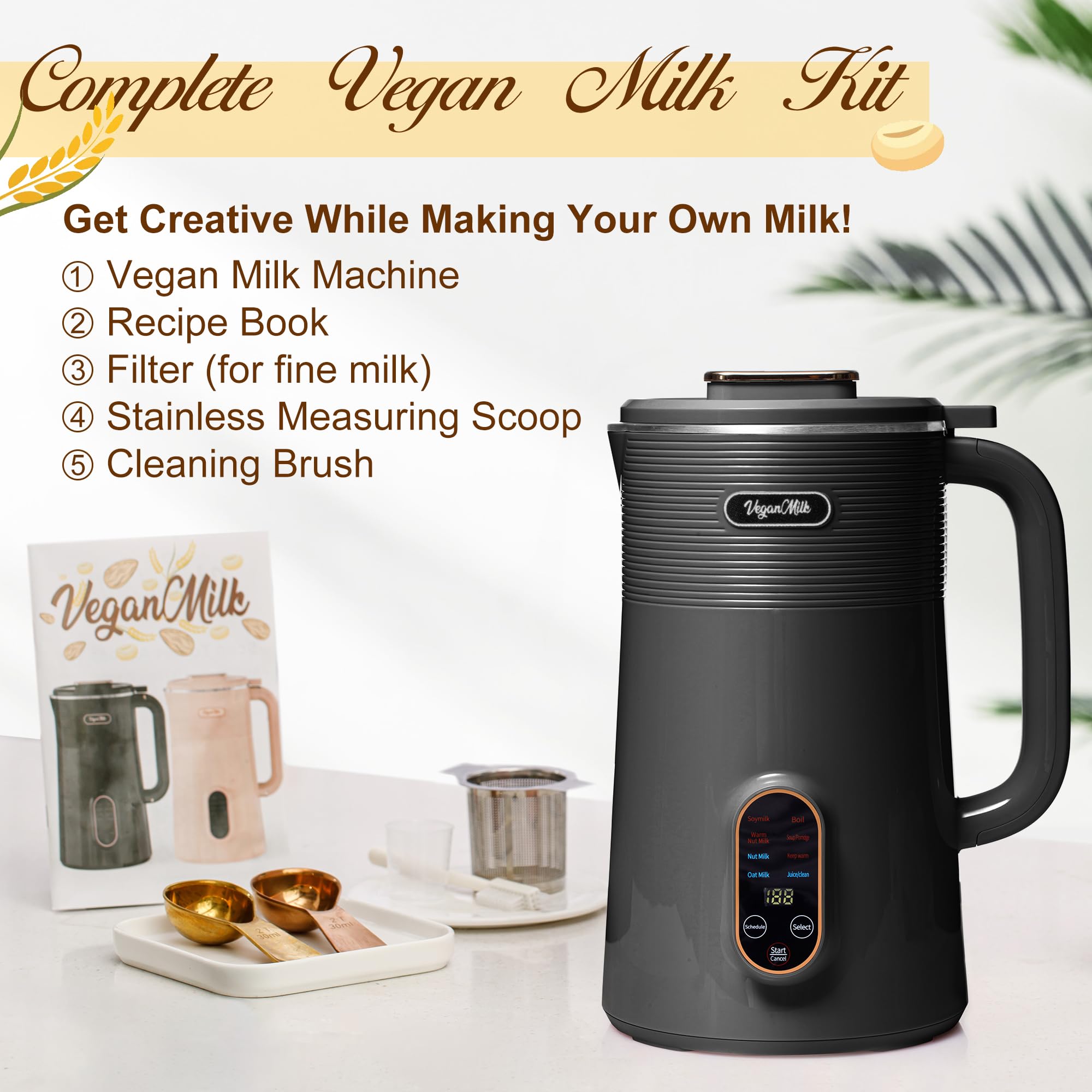 Nut Milk Maker Machine  Almond Milk Maker Machine  Soy Milk Maker Machine  Oat Milk Maker Machine - 8 in 1 Plant Based Milk Maker Machine Works as: Nut Milk Machine  Soymilk Maker & Soup Maker Machine