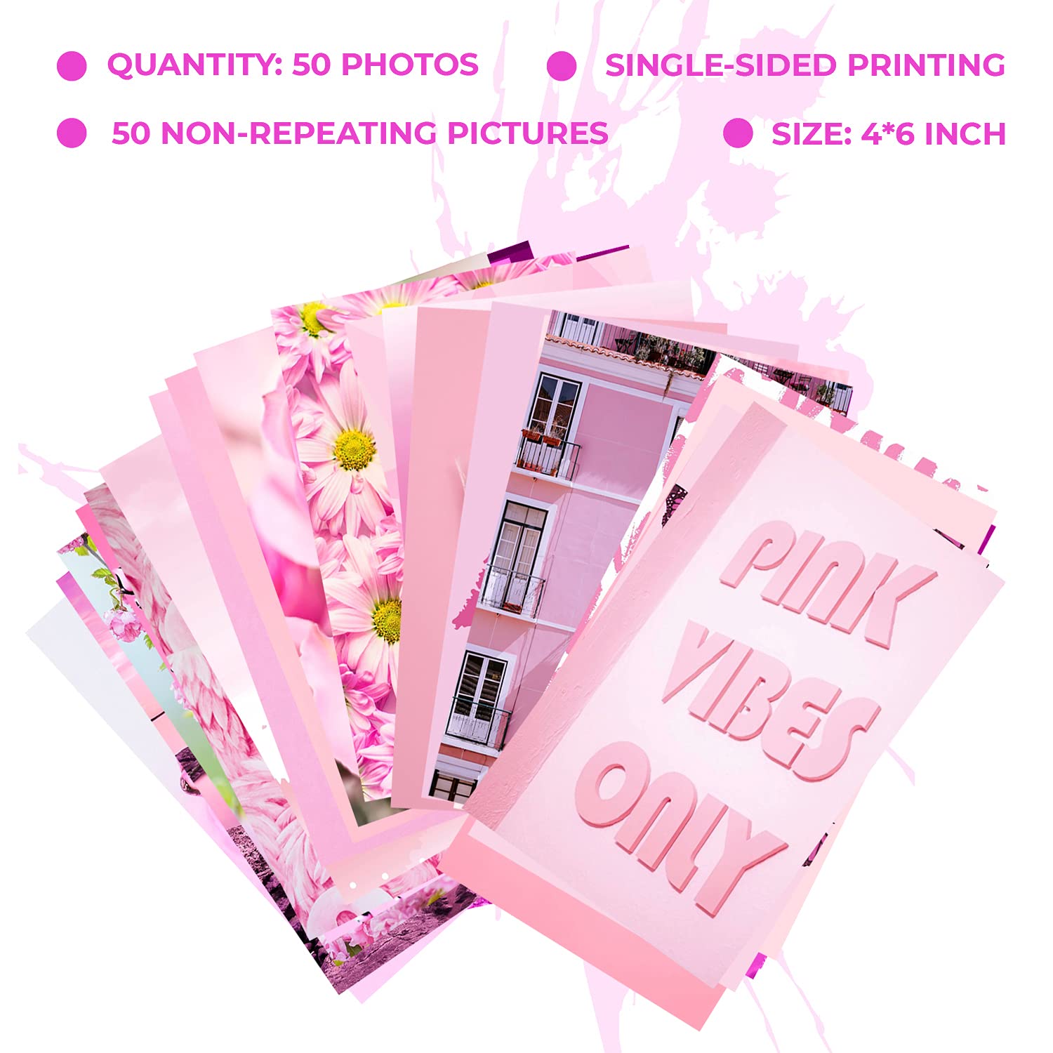 Woonkit Pink Aesthetic Pictures, Collage Kit For Wall, Pink Room Wall Bedroom Dorm Decor, Room Decor For Teen Girls, Trendy 50Pc