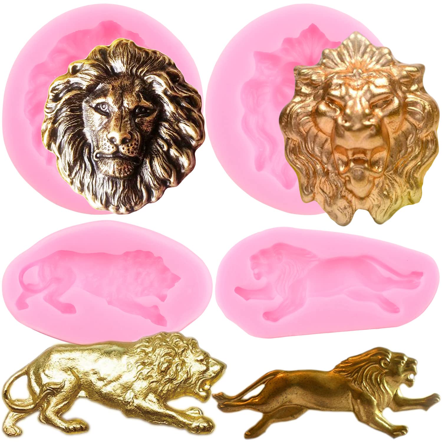 Zixiang 3D Lion Silicone Molds Lion Head Fondant Mold For Cake Decorating Cupcake Topper Chocolate Gum Paste Candy Clay Soap Can