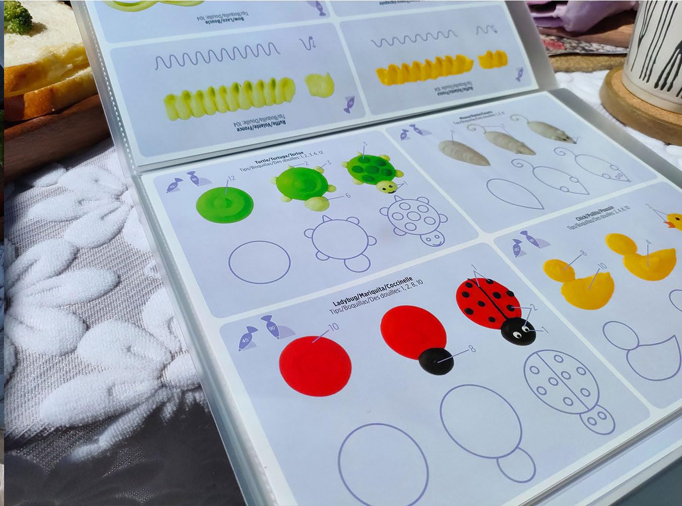 Cake Practice Decorating Board Set with Protector Reusable Wipeable, MDTARVF 23 Sheets Icing Piping Nozzles Practice Drawings Ca