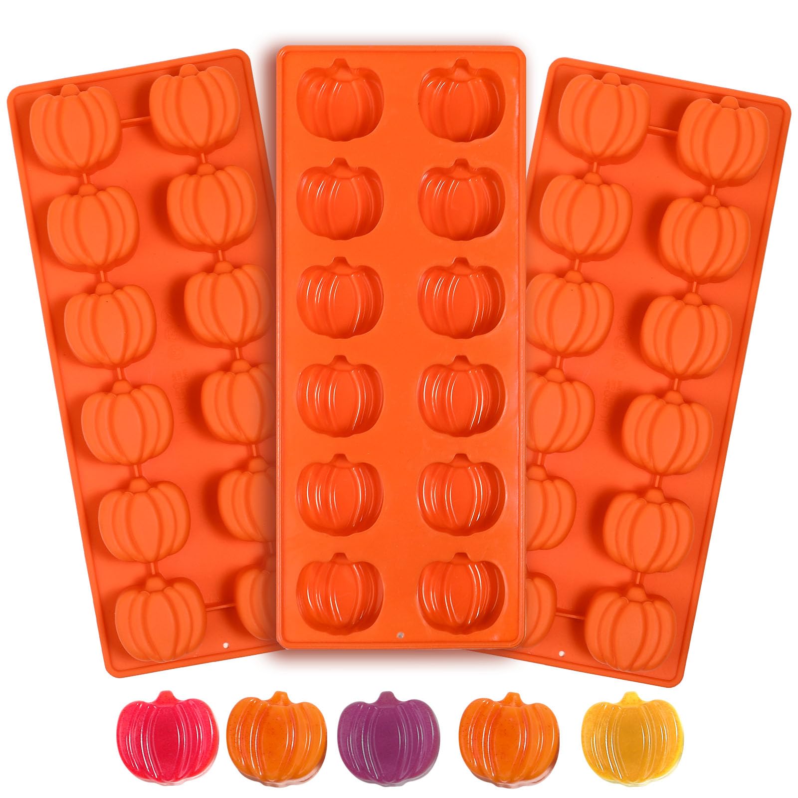 Webake Pumpkin Chocolate Mold 3 Pcs Silicone Chocolate Mold 12 Cavity Autumn Candy Mold For Baking Cake Decoration Thanksgiving