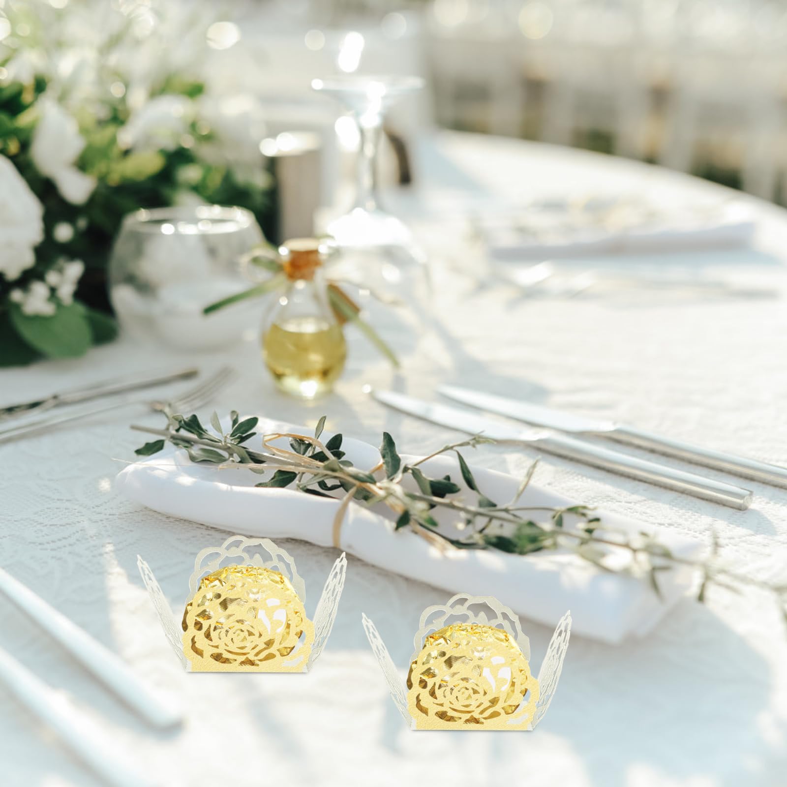 Jojofuny 50Pcs Cups Golden Wrappers Cake Wedding Baking Cup Wrapper Supplies Dessert Bake Paper Holdergolden Truffle Cuake Choco