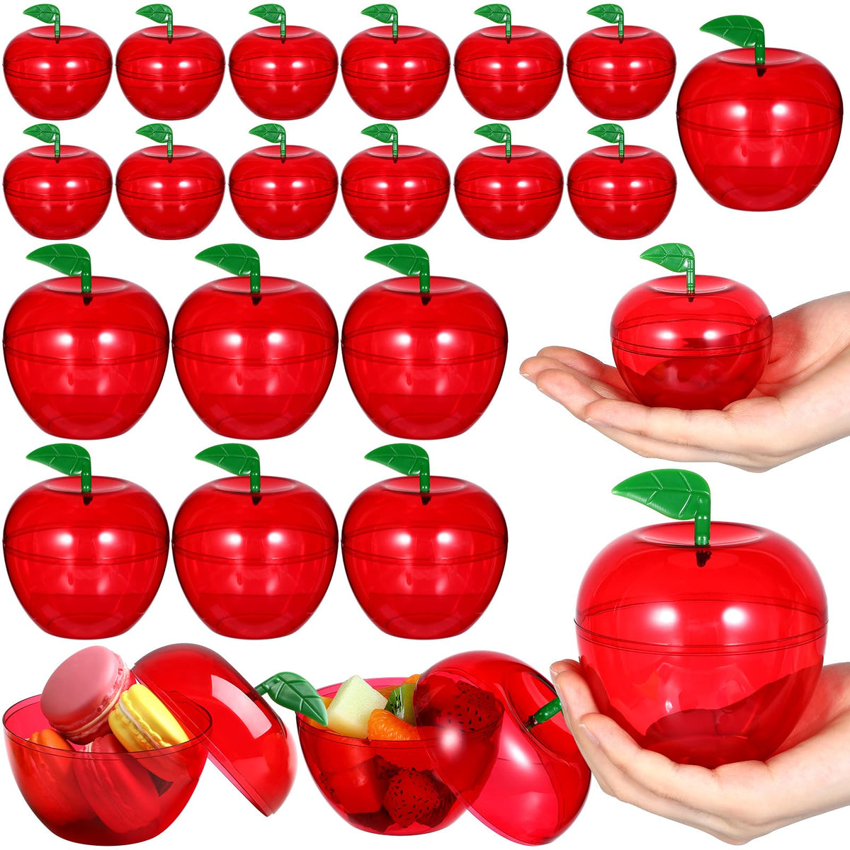 Tioncy Red Apple Container Plastic Apple Candy Jars Apple Decorations For Back To School Classroom Decoration Wedding Valentine
