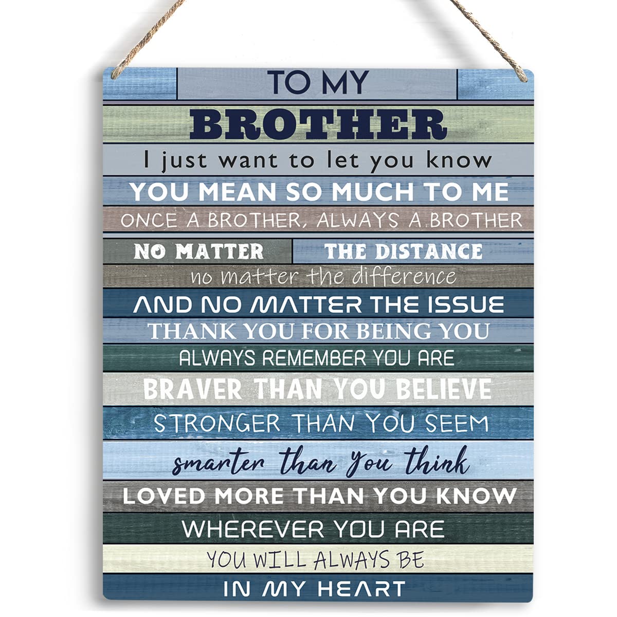 Wooden Hanging Sign for Brother - Sister Gift for Birthday, Christmas, Anniversary, Valentine - Farmhouse Bathroom Wall Decor - 