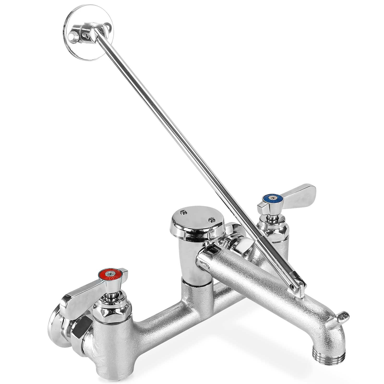 Mop Sink Faucet Service Sink Faucet With Vacuum Breaker, Pail Hook & Garden Hose Thread, 8'' Adjustable Center