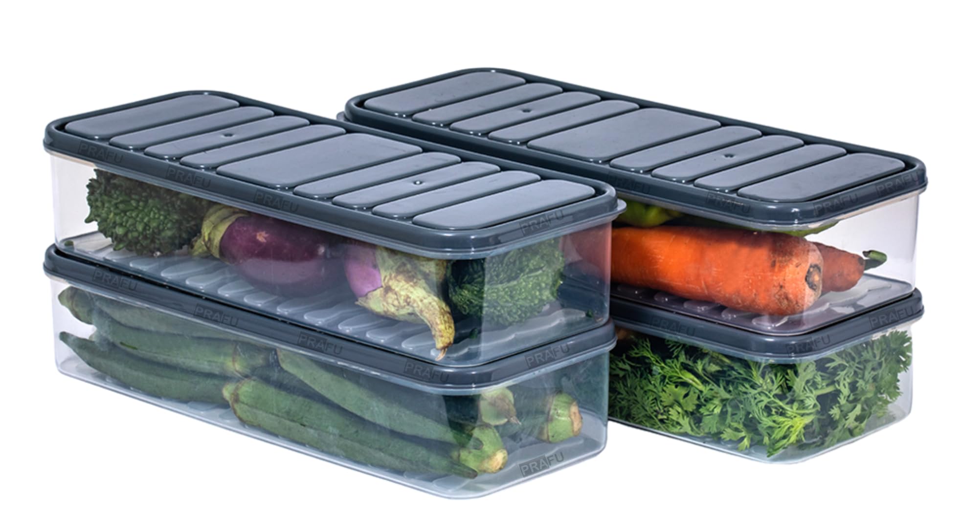 PRAFU 6 Fridge Storage Boxes Freezer Storage Containers, Container for Kitchen Storage Set, Storage in Kitchen, Vegetable Storag