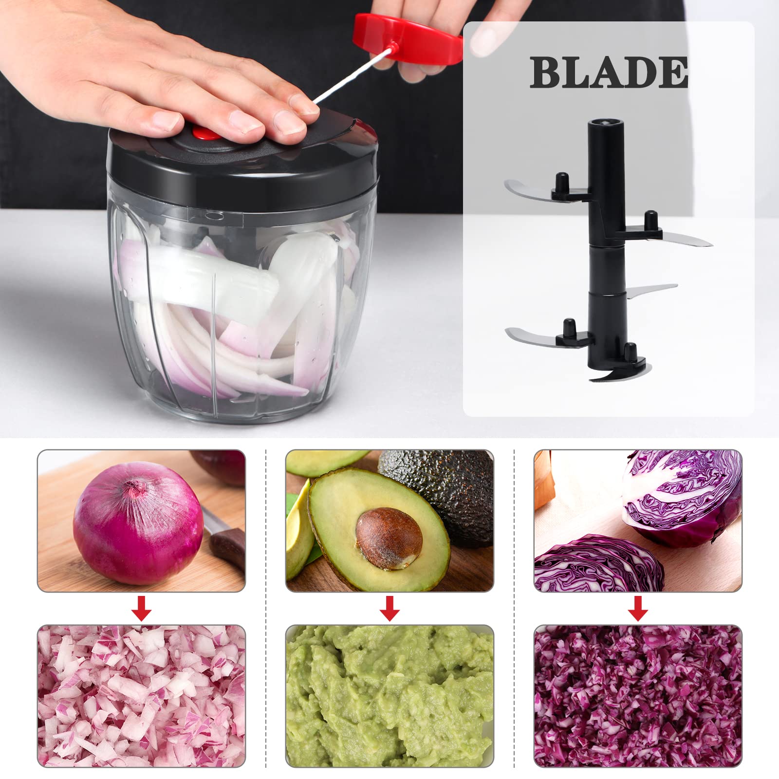 Manual Food Chopper Vegetable Cutter, Chopper Hand String Vegetable Chopper Onions Cutter For Vegetable Fruits Nuts Bpa Free Foo