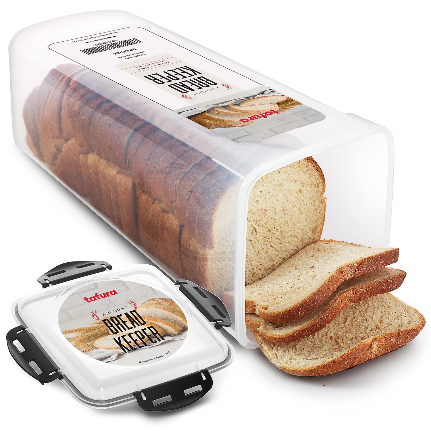 Tafura Bread Container | Plastic Bread Box | Bread Keeper With Airtight Lid | Bread Storage Loaf Container | Airtight Loaf Bread