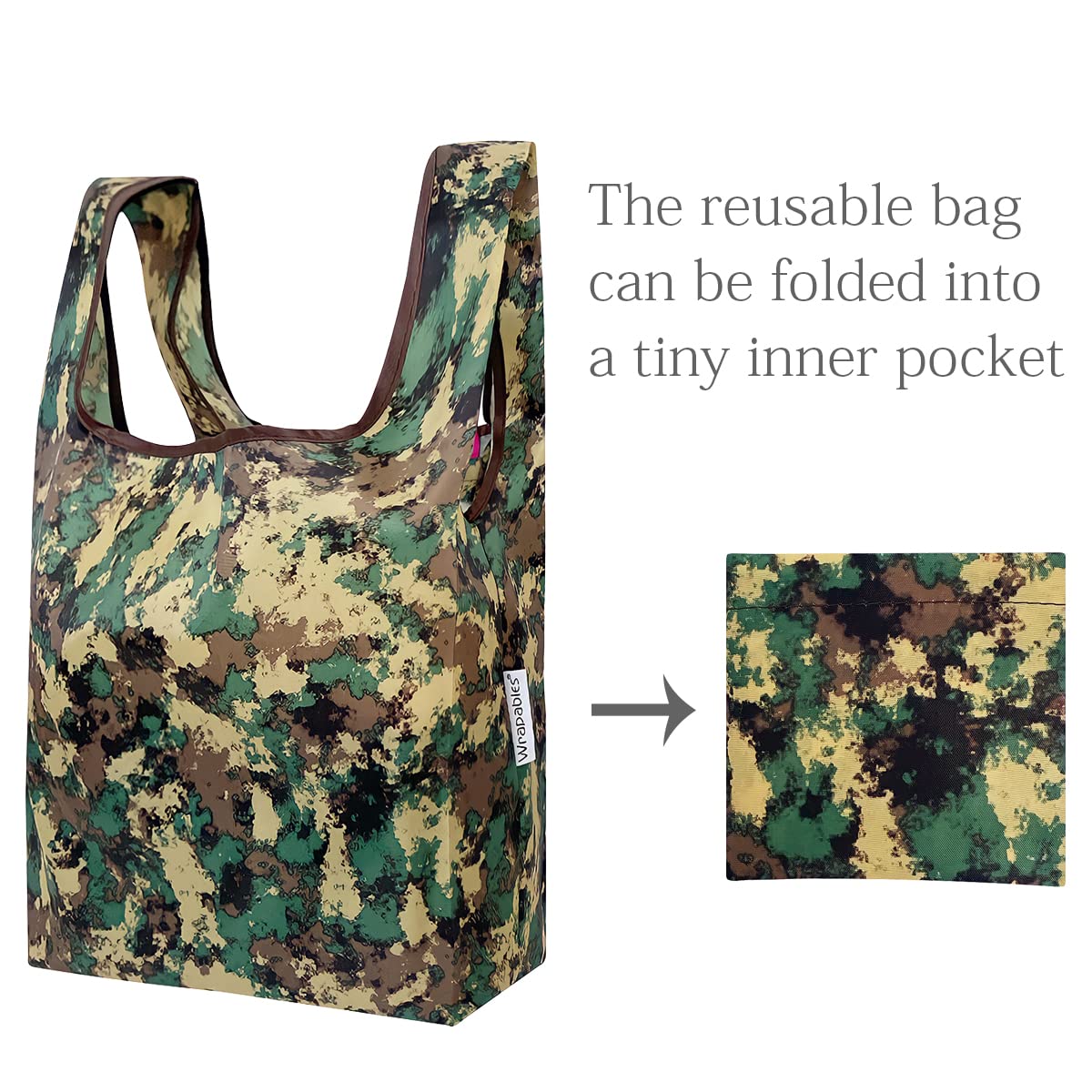 Wrapables Jolibag Collection Reusable Shopping Bag (Set Of 2), Green Camo