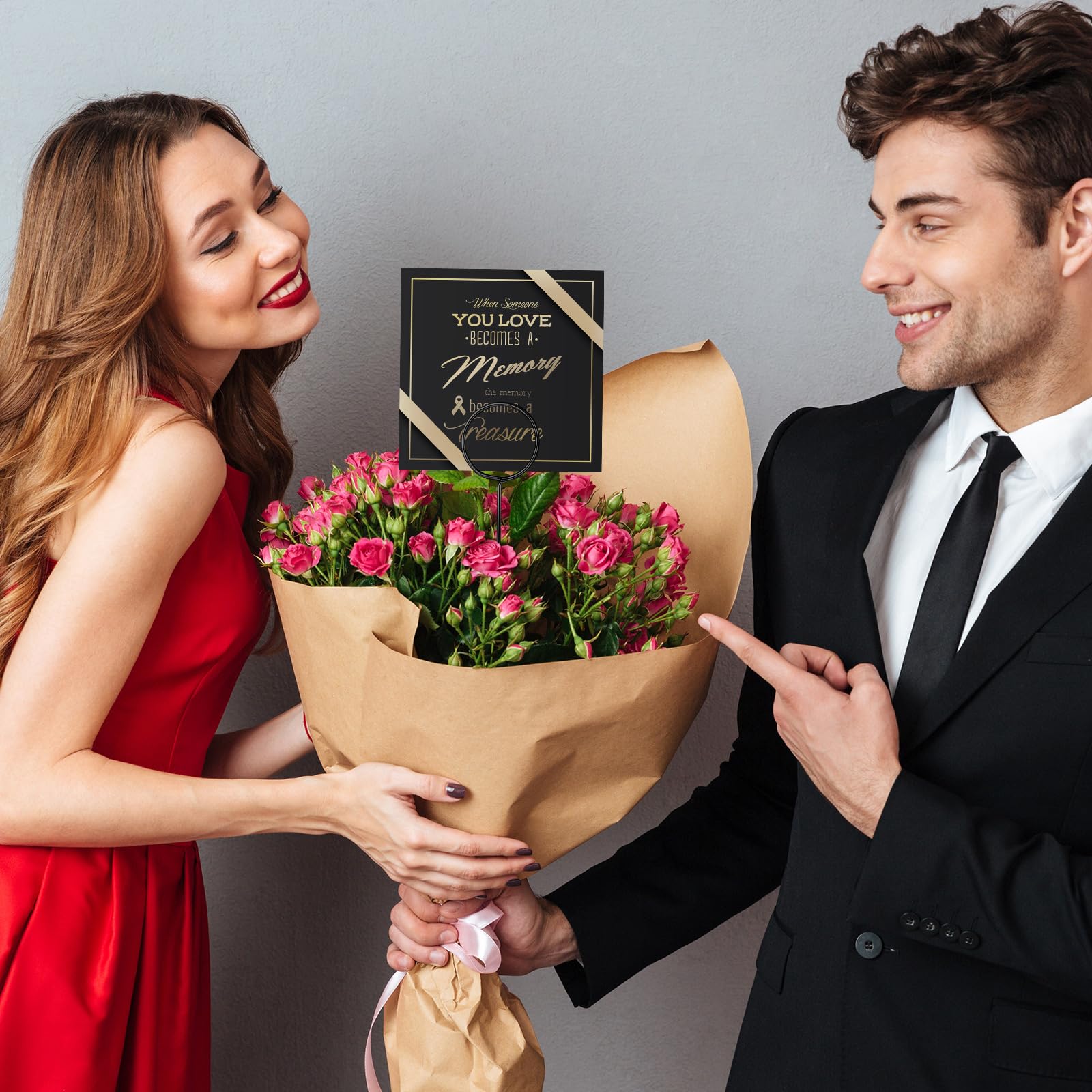 Hotop 30 Pcs Floral Card Holder Pick Metal Wire Flower Place Card Stick 13.4 in Picture Photo Memo Holder Round Floral Gift Stic