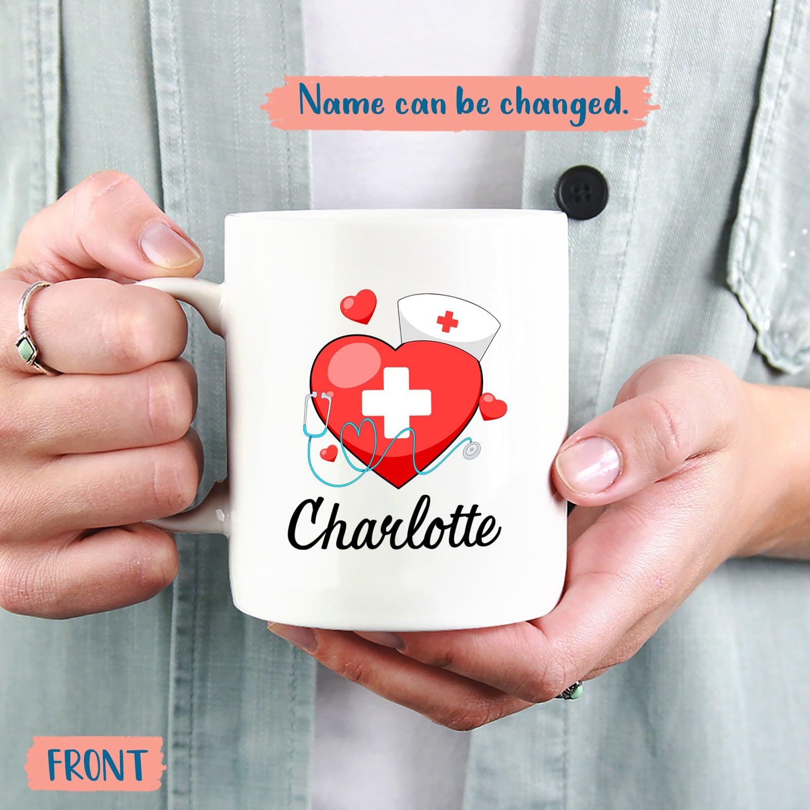 Nurse Mug, Custom I'm A Nurse Coffee Mug With Name, Stethoscope Mug, Personalized Medical Cup Gift for Nurse Doctor, Best Nurse
