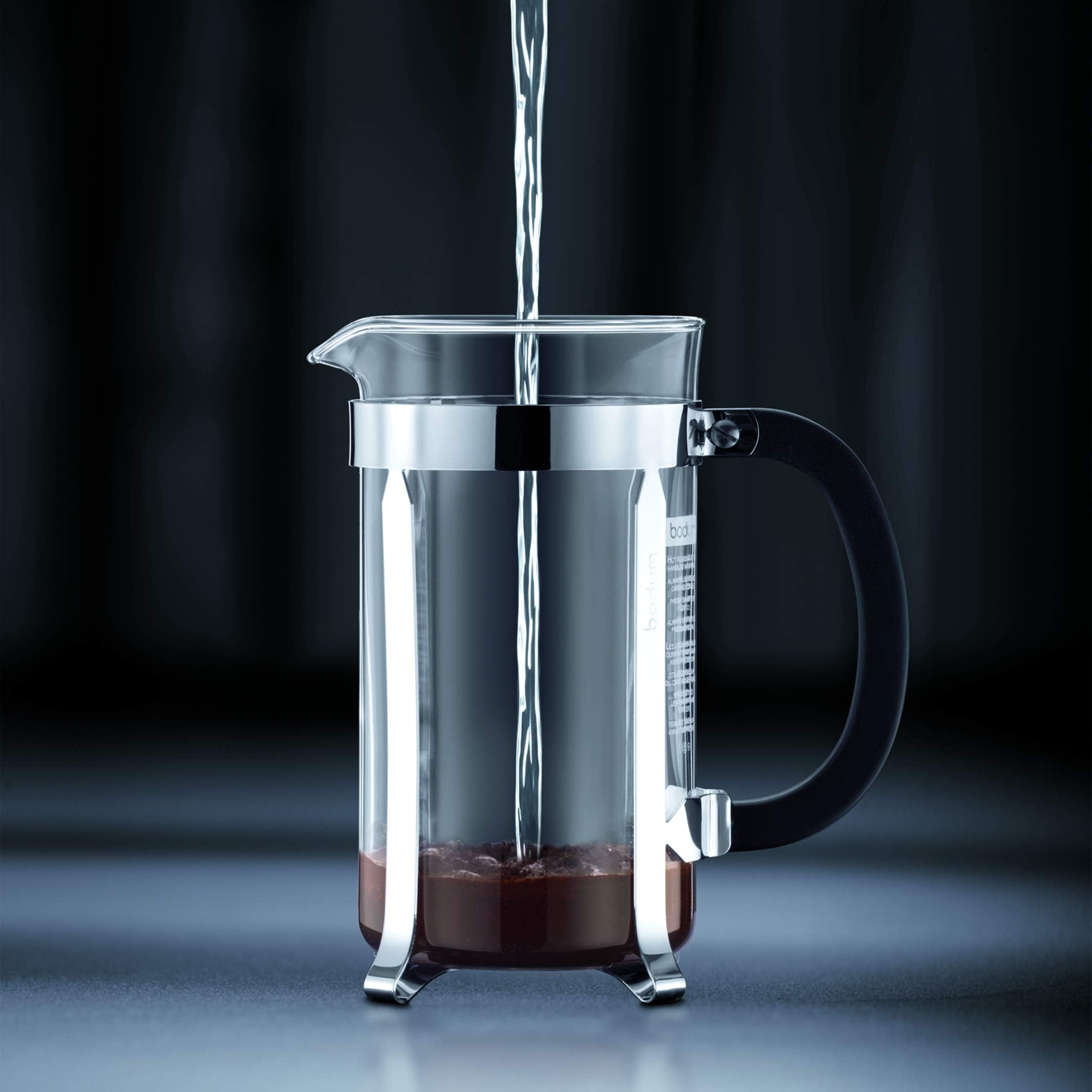 Bodum 34Oz Chambord French Press Coffee Maker, High-Heat Borosilicate Glass, Brushed Stainless Steel - Made In Portugal
