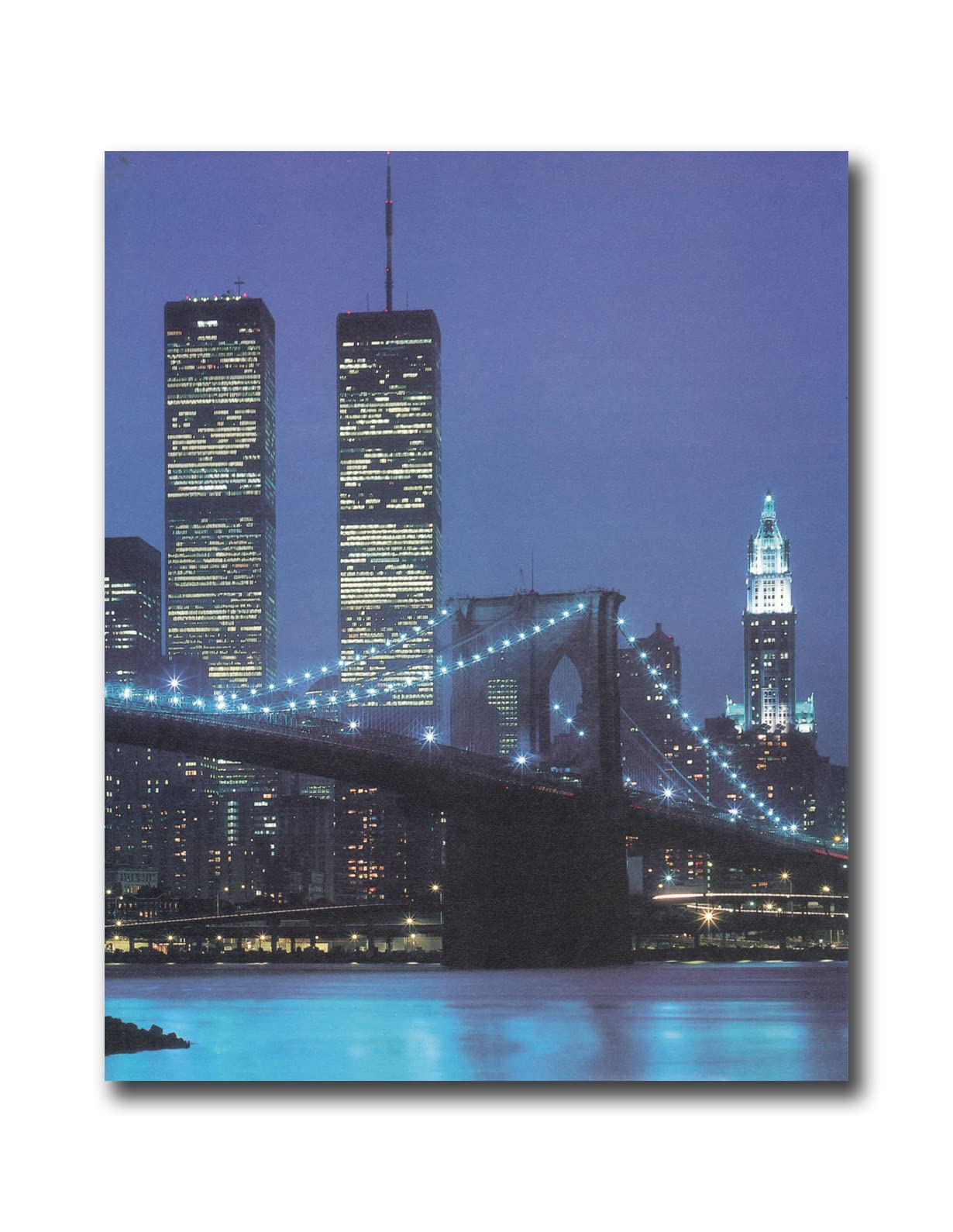 New York City Twin Towers Never Forget Evening Skyline Pre-09/11/01 Wall Picture Print 8X10