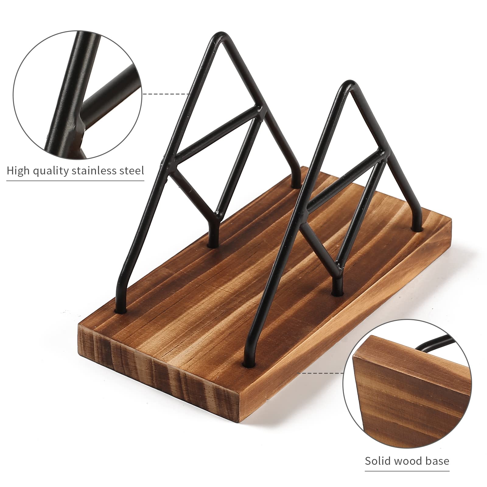 Wooden Napkin Storage,1 Pack Black Table Napkin Holder With Black Metal Wire For Indoor Outdoor Home Dining Restaurant Kitchen D