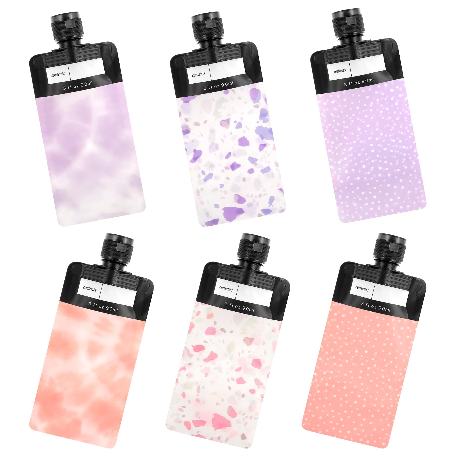 Dimeho 6 Pcs Travel Pouches For Toiletries, 3 Oz Travel Size Containers Leak Proof Empty Squeeze Pouches Tsa Approved Refillable