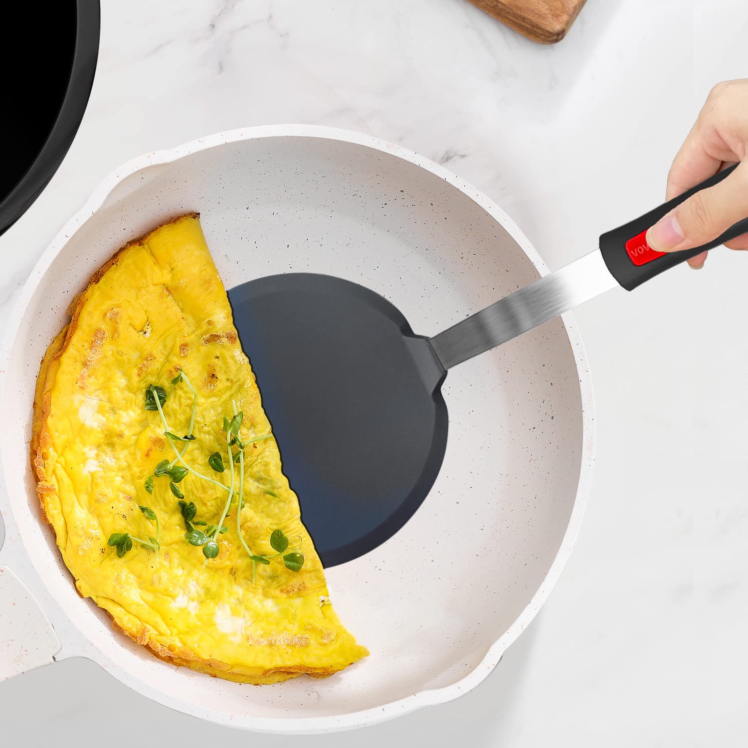 Silicone Pancake Spatula Turner With Lengthened Handle, Heat Resistant Cooking Spatulas For Nonstick Cookware, Large Flexible Ki