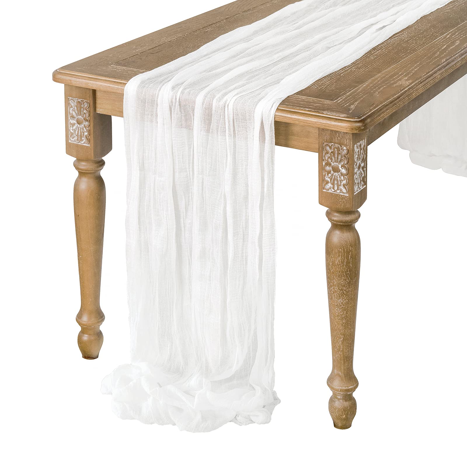 Ling 'S Moment 14Ft X 35 '' Wide Brilliant White Gauze Semi-Sheer Table Runner Cheesecloth Tablecloth For Wedding Party Bridal S
