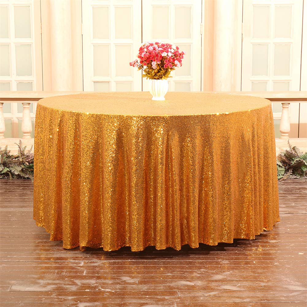 Eternal Beauty Sequin Tablecloth,Sparkly Table Cloth For Wedding Party, Christmas Decorations Round Glitter Tablecloth (120'', G
