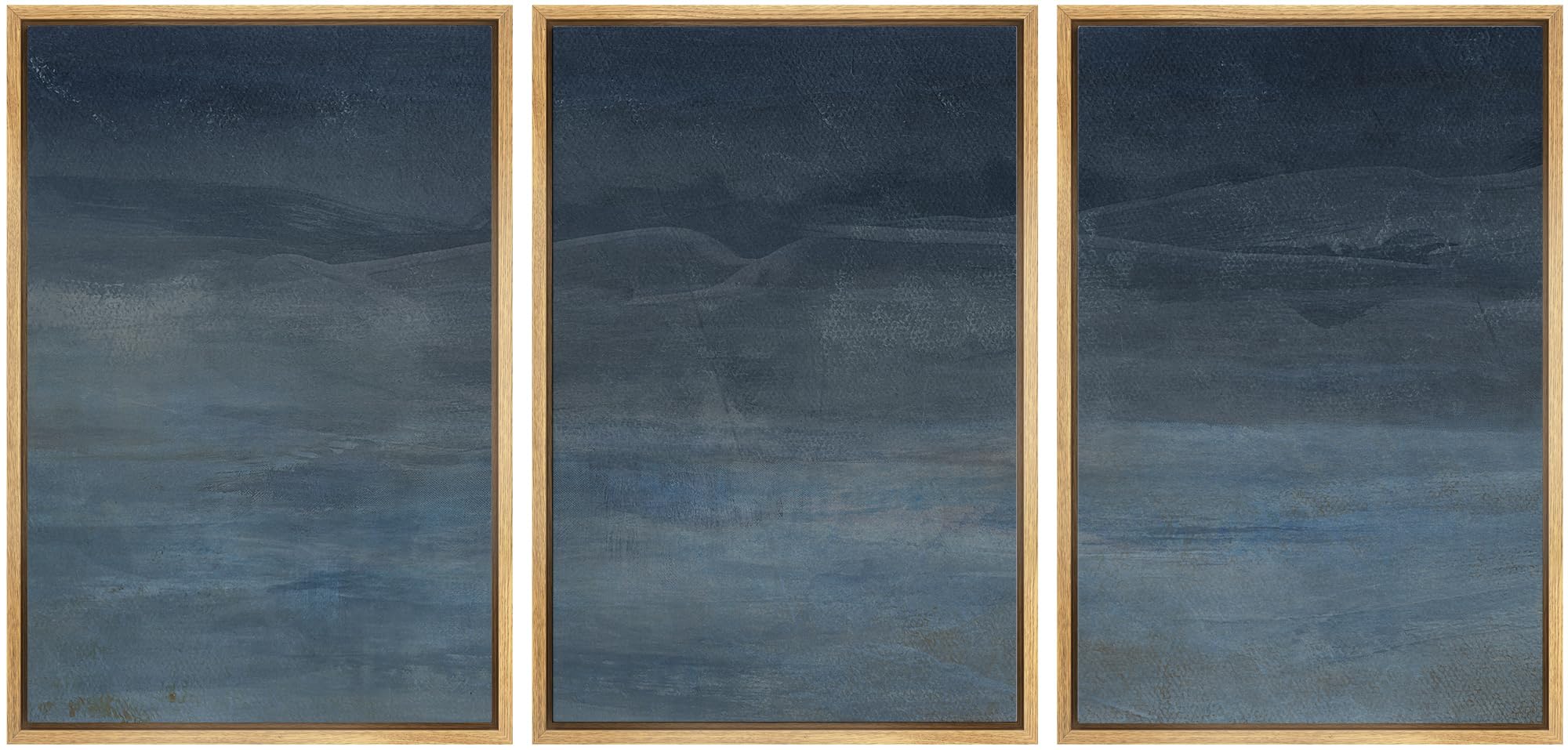 Signwin Framed Canvas Print Wall Art Abstract Blue Landscape Modern Minimalist Navy Blue And Gray Nature Wilderness Modern Art C