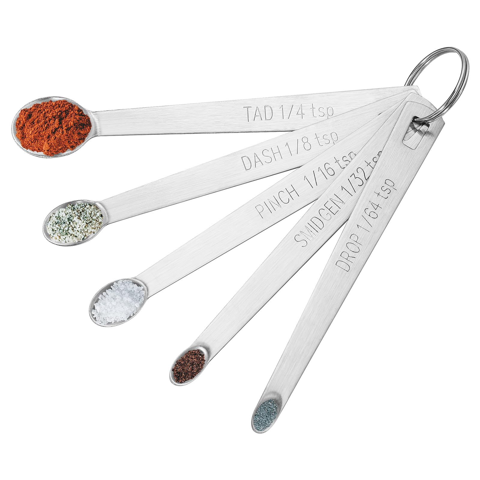 5PCS Small Measuring Spoons Set - Cuttte Stainless Steel Tiny Measuring Spoons for Cooking Baking, 1/4 1/8 1/16 1/32 1/64 tsp, T