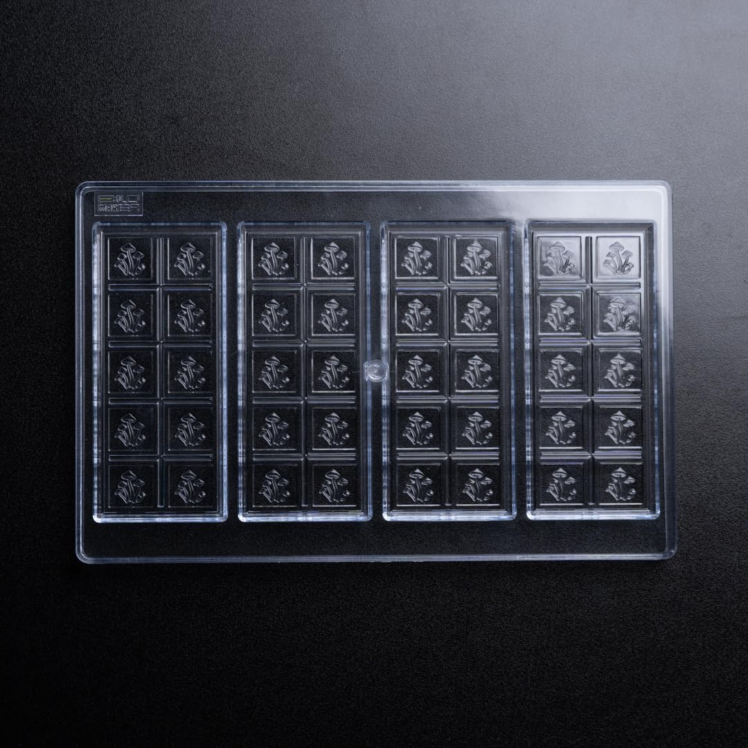 Polycarbonate Chocolate Bar Mold - Mushroom Symbol - 50Ml 10 Piece For Candy, Chocolate Bars, Baking Pmul1