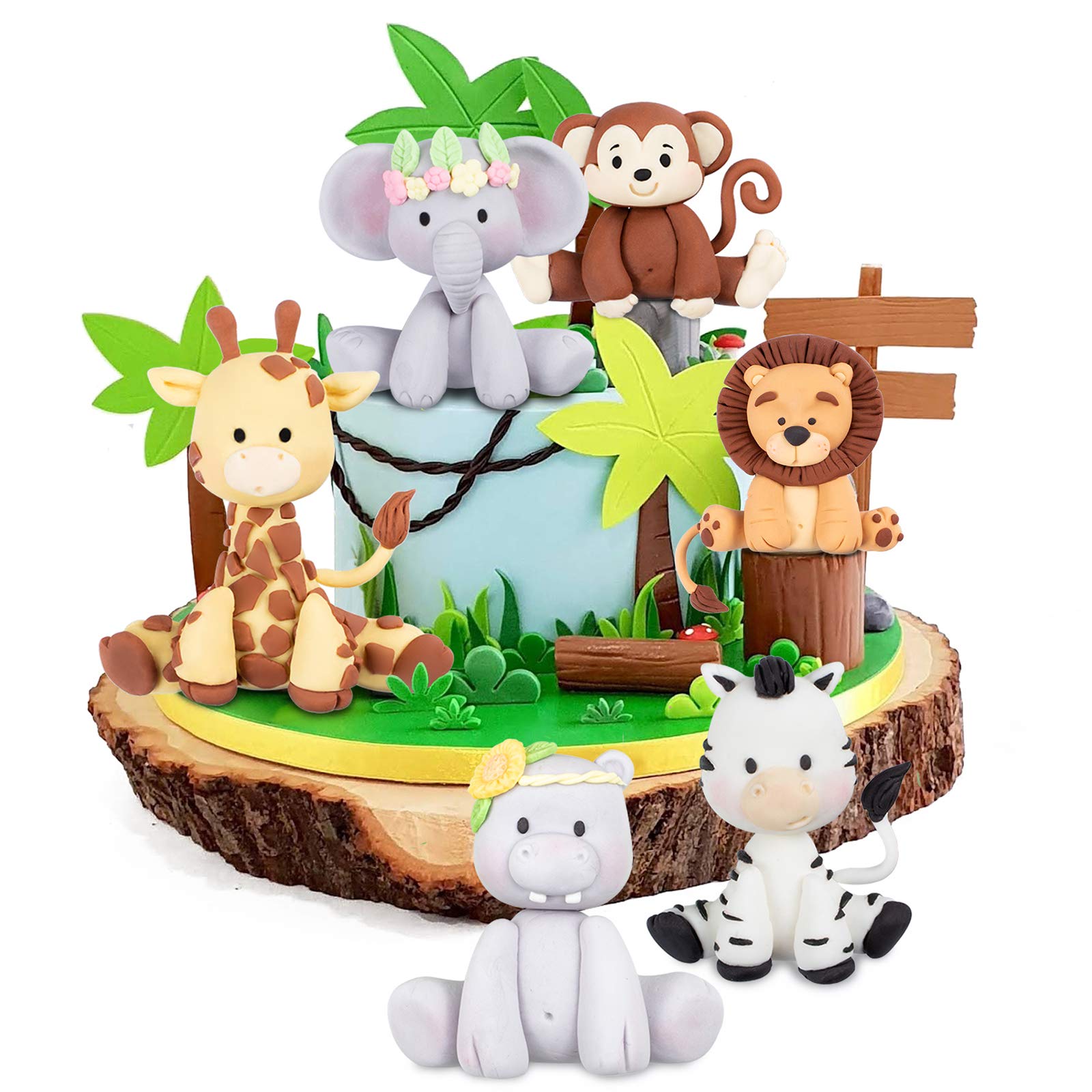 Funshowcase Jungle Animals Fondant Silicone Molds Sugarcraft Cake Decoration 6-Count Height 2.6-3.6Inch