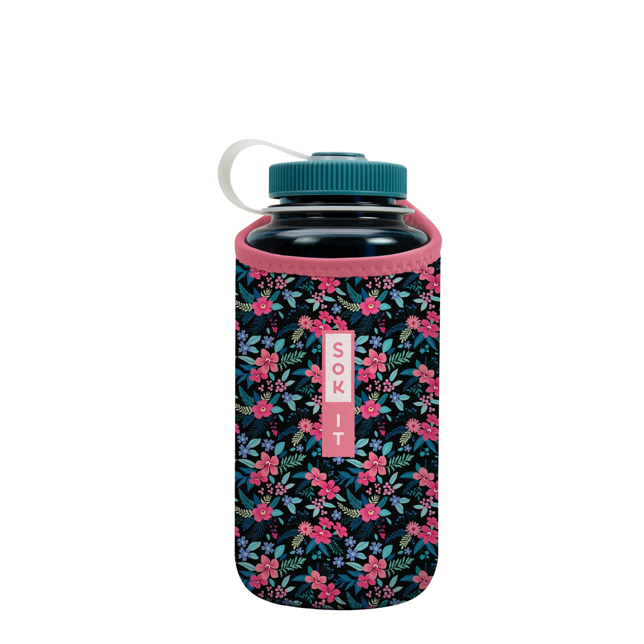 Sok It BotlSok Water Bottle Sleeve Insulated Neoprene Cover (Tropical Blooms, Fits 32oz Nalgene)