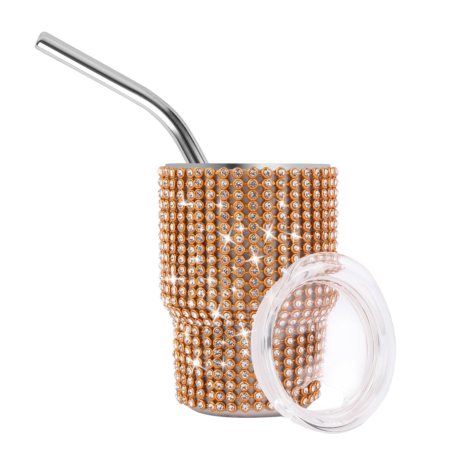 Instome Bling Mini Tumbler Shot Glass,3Oz Shot Glass Tumbler,Diamond Tumbler Shot Glass With Straw,Glitter Small Shot Glass Tumb