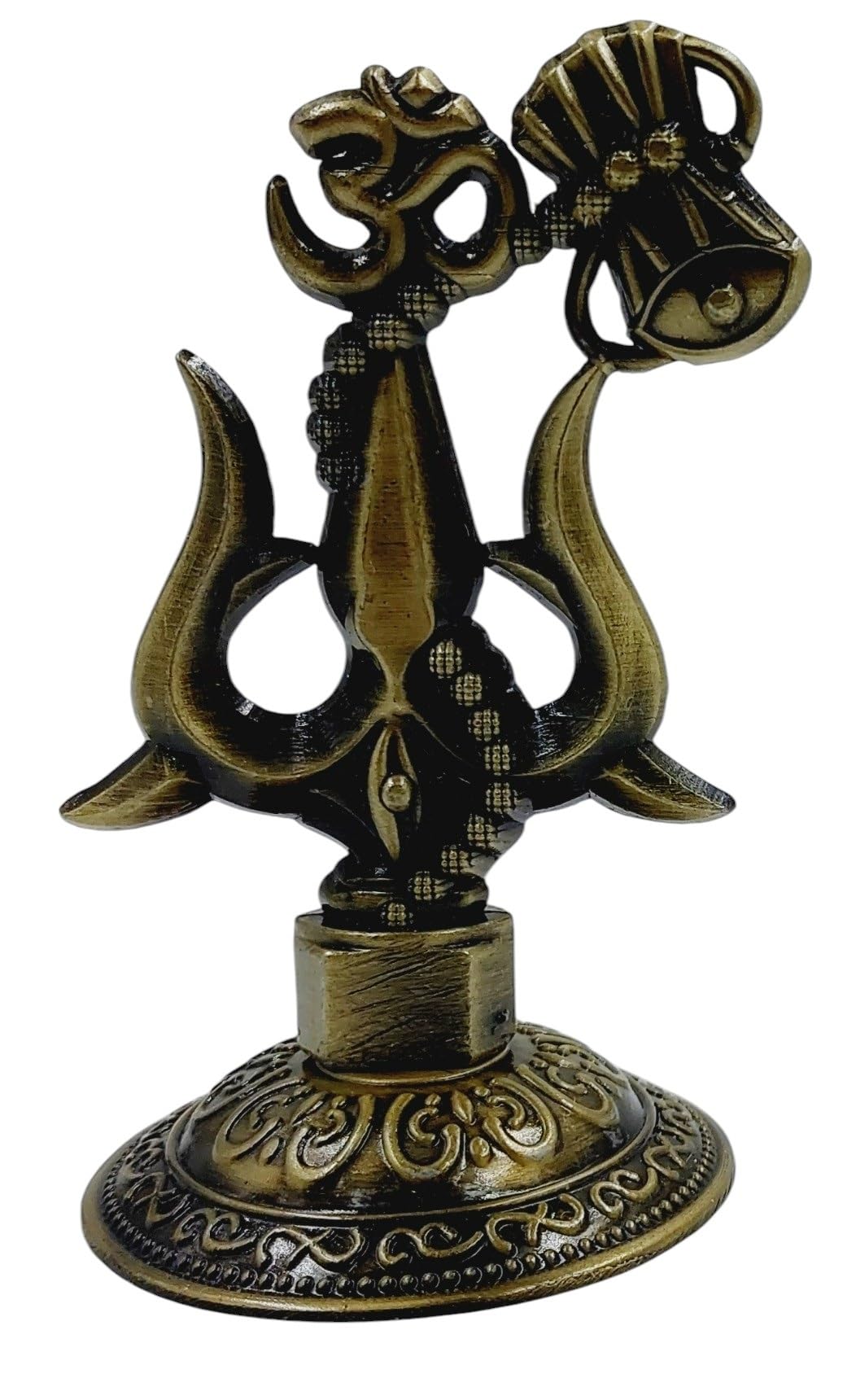 Artiskriti Shivji Trishul Damru And Aum Idol For Mandir, Car Dashboard Decoration Items Statue Metal Showpiece For Pooja Room Ho