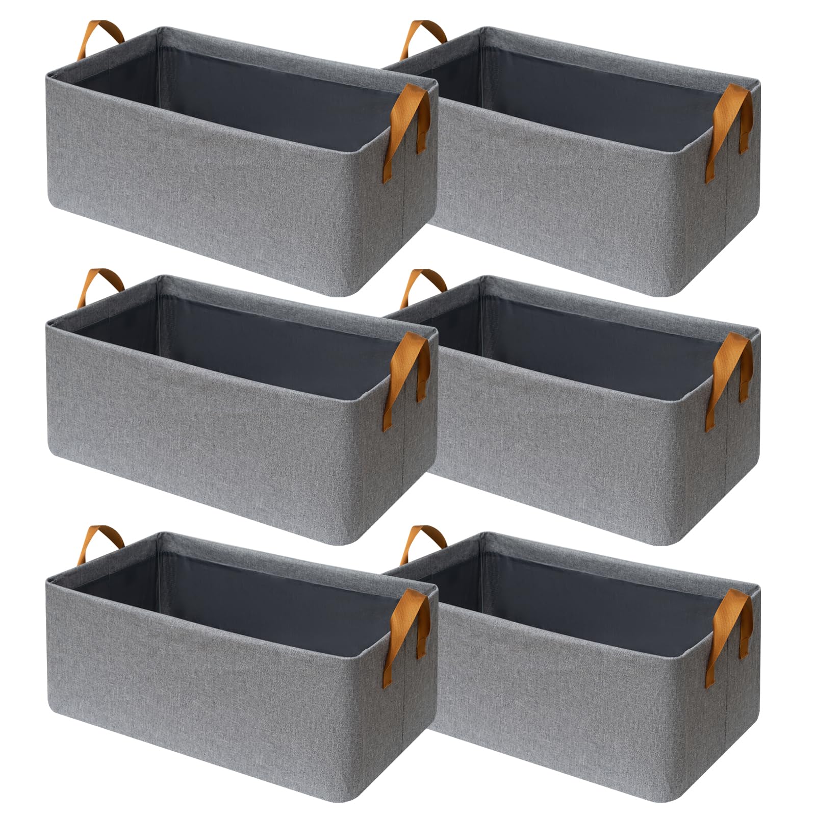 Closet Cloth Storage Bins For Shelves,6 Pack Storage Baskets For Shelves, Medium Linen Bins For Closet Organization With Handles