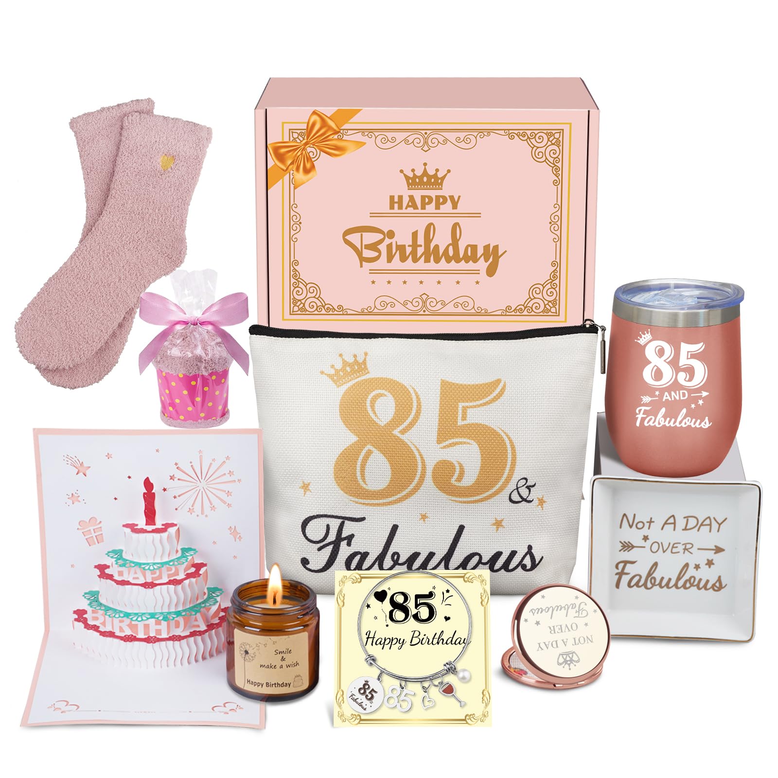 85Th Birthday Gifts For Women, Insulated Tumbler Birthday Gifts Basket For 85 Year Old Woman, Unique Birthday Gift Box Ideas For