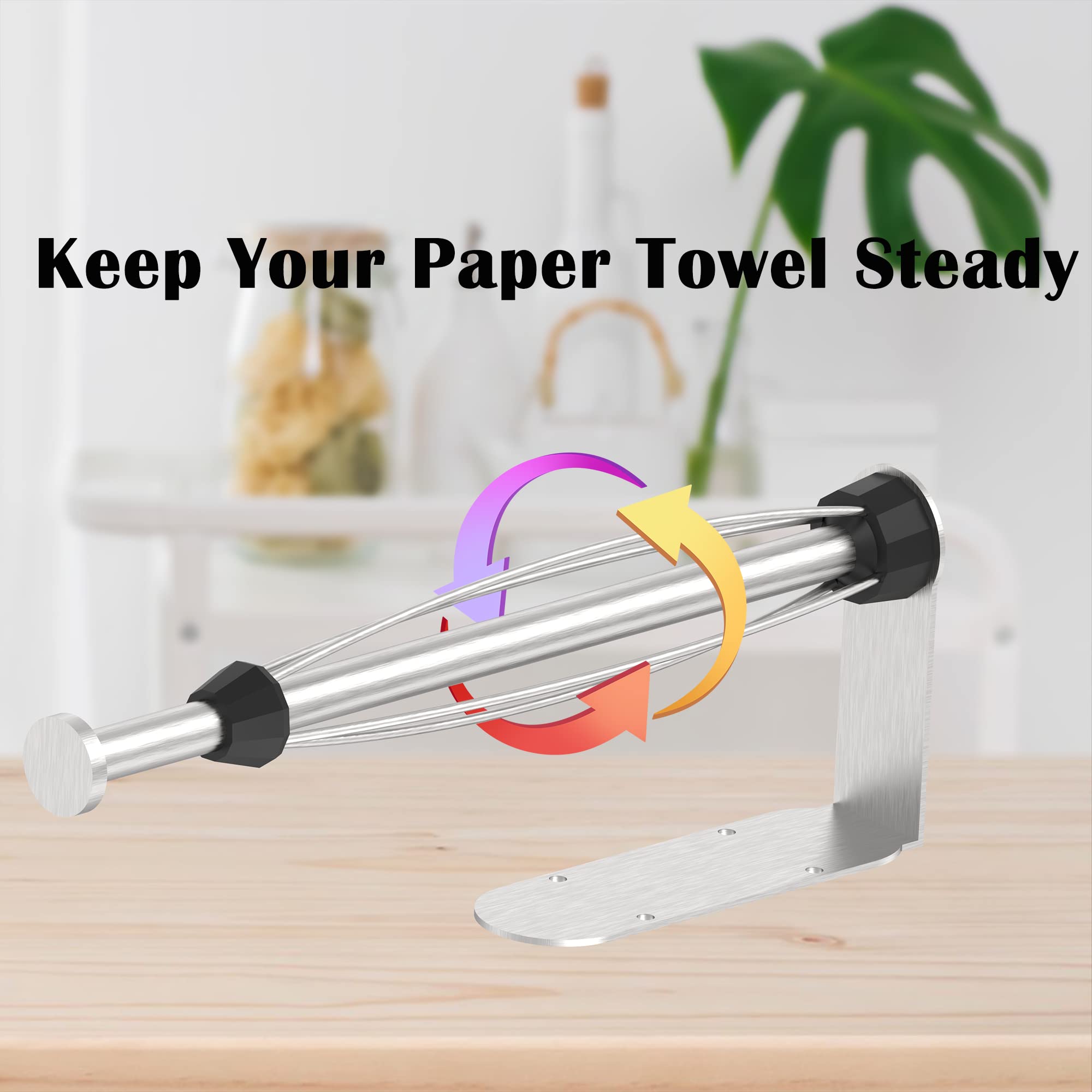 Paper Towel Holder Under Cabinet Brushed Nickel Wall Mount Paper Towel Holder With Damping Single Hand Operable, Under Counter P