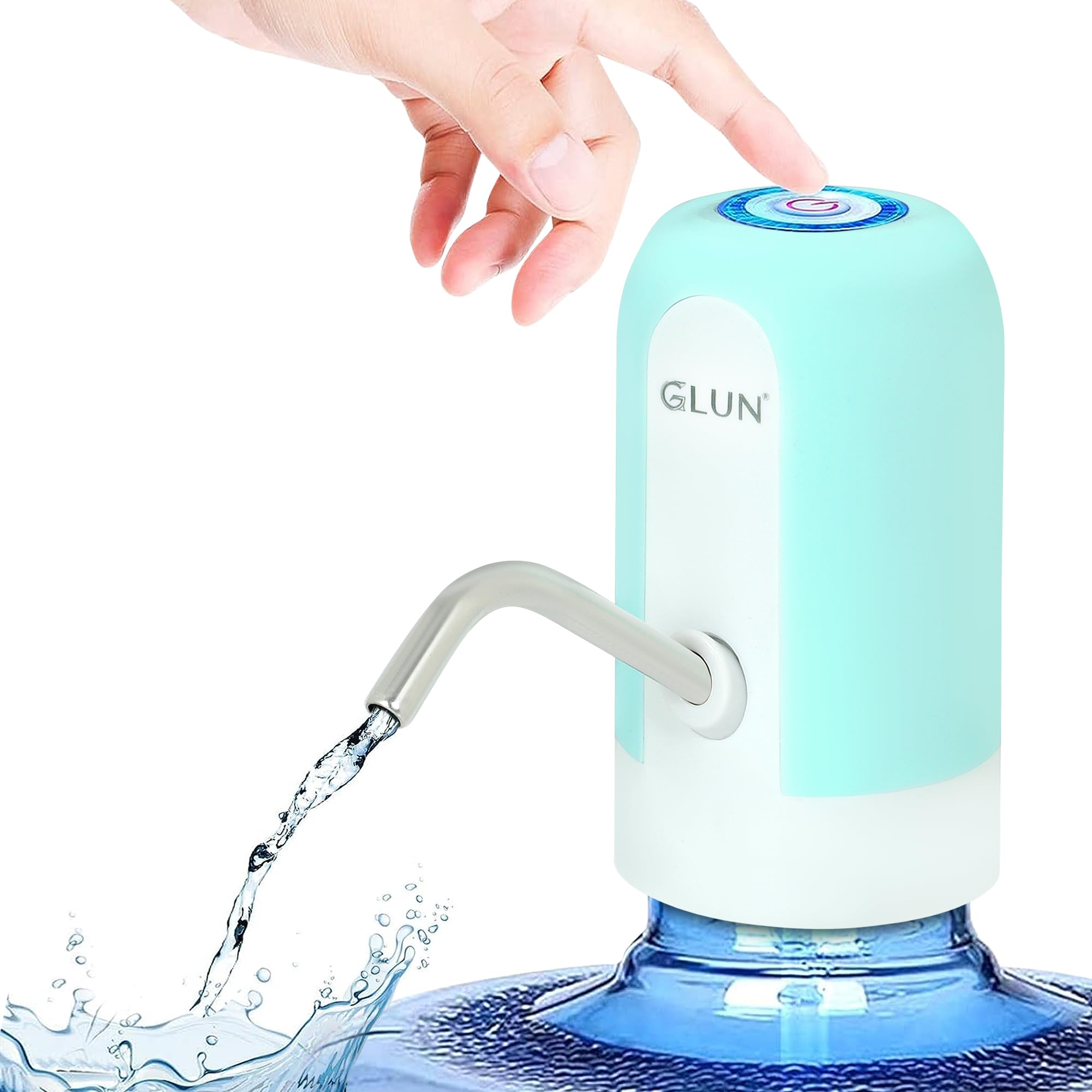 Glun  Portable Water Dispenser, Rechargable Water Dispenser Pump Type-C Cable, Pumps Water Upto 5 To 20 Litre Bottle, Green