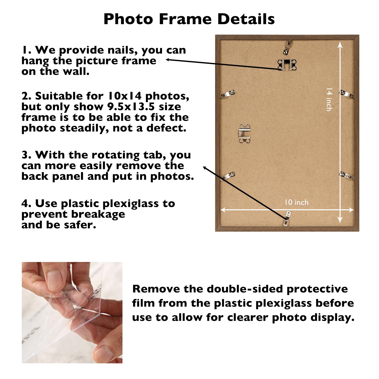 JCJMY 10x14 inch Picture Frame Brown for 30 x 40cm Diamond Art Painting, Horizontal and Vertical Formats for Wall Hanging, 10 x