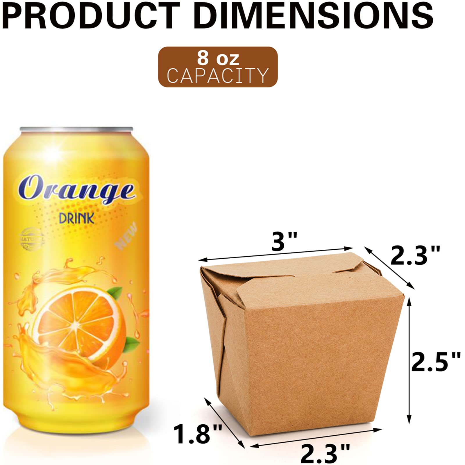 Deayou 100 Pack Chinese Food Container, Kraft Brown Cardboard Food Pails For Meal, Party, Microwaveable