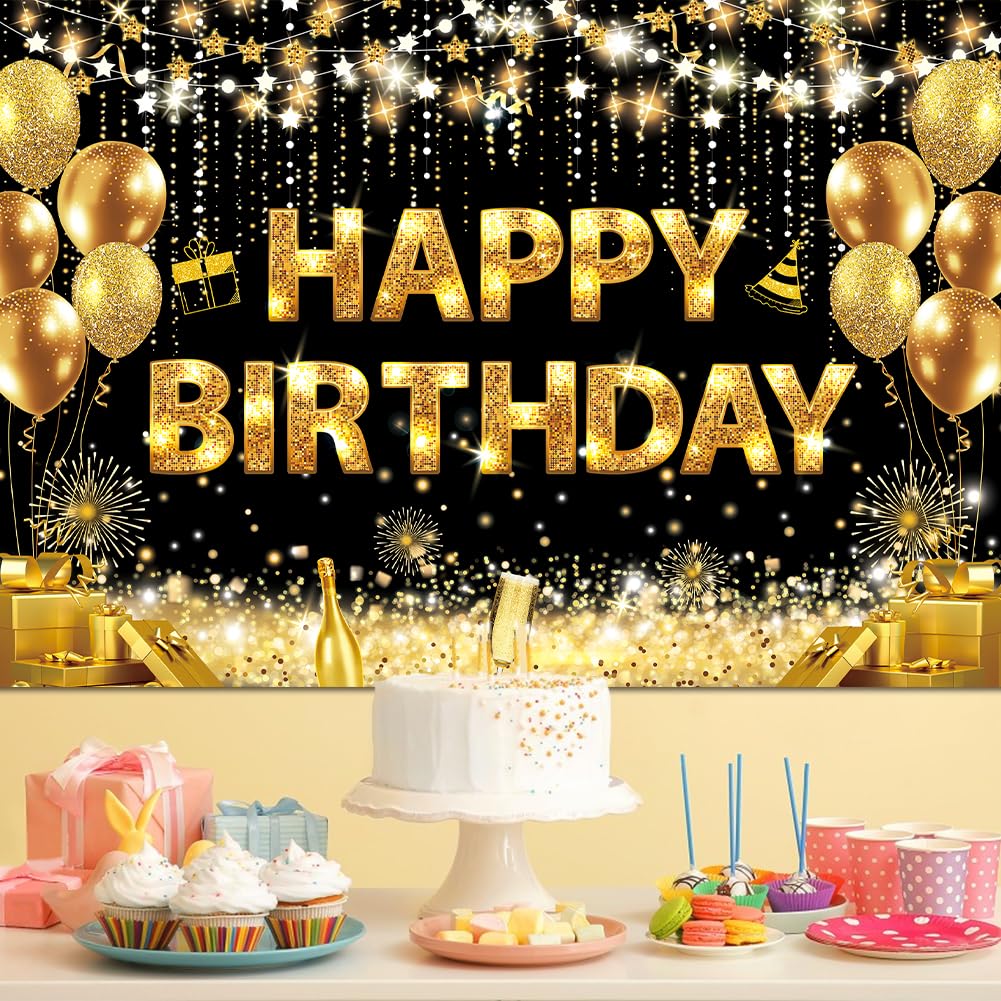 Mdcgfod Happy Birthday Banner - Birthday Decorations For Men Women Birthday Party Banners Welcome Happy Birthday Background Sign