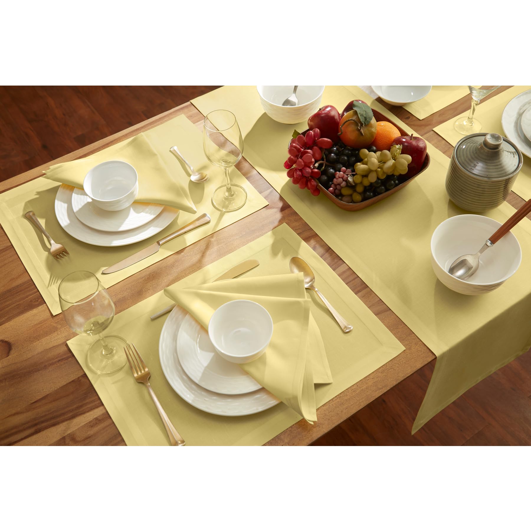 Solino Home Yellow Spring Table Runner 108 Inches Long - Cotton Linen Table Runner 14 X 108 Inch - Machine Washable Dining Table