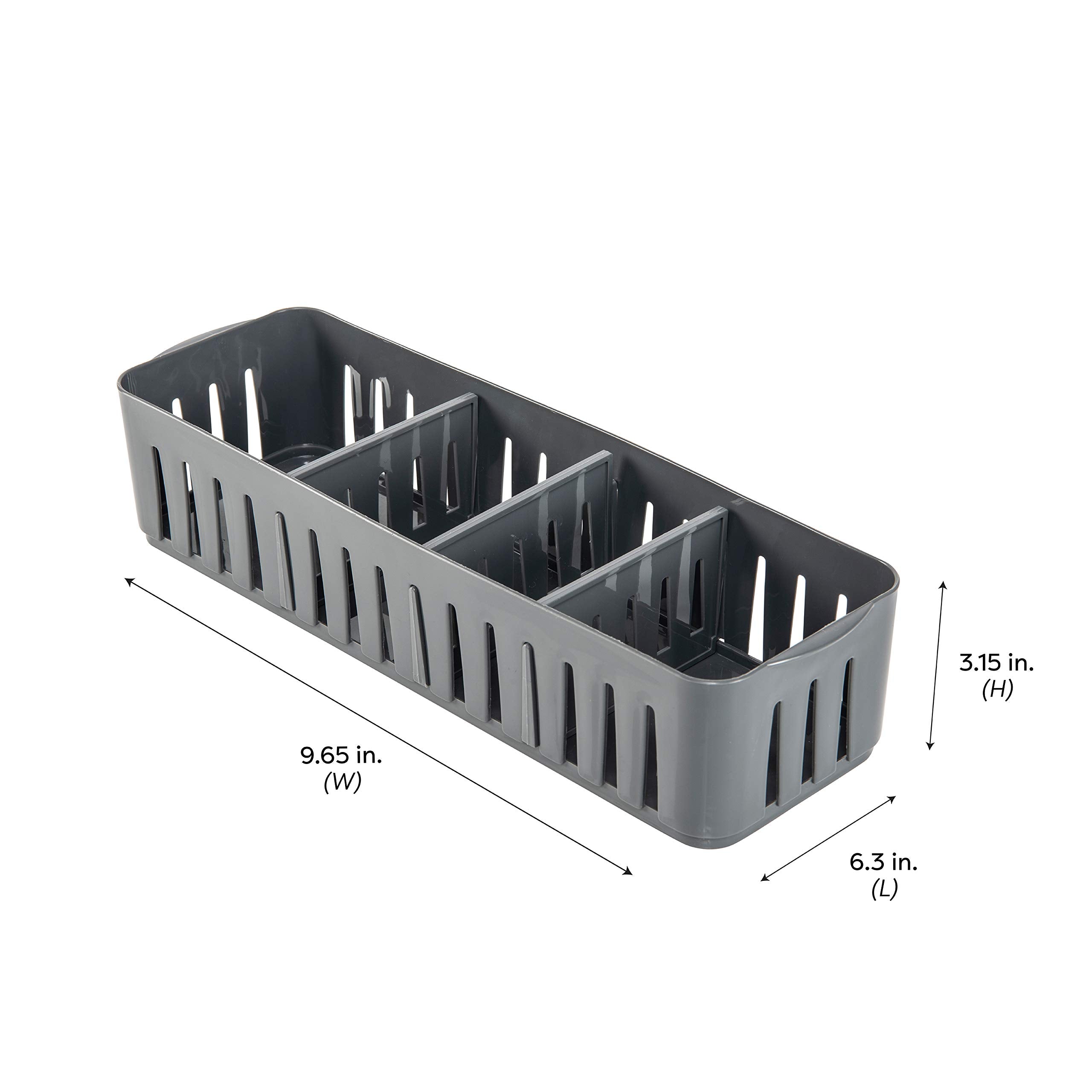 Simplify 4 Compartment Stackable Bin with Adjustable Dividers | Drawer Organizer | Storage Basket | Good for Office | Desk Suppl