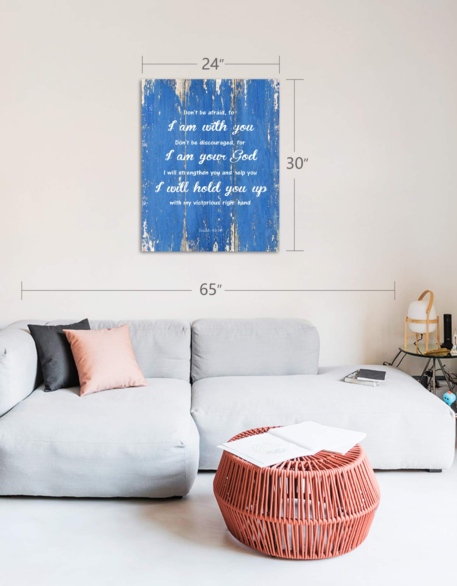 Isaiah 41:10 Don 'T Be Afraid, For I Am With You Bible Verse - Framed - Canvas Print Wall Art,Gallery Wrap Inner Frame, Blue, 14