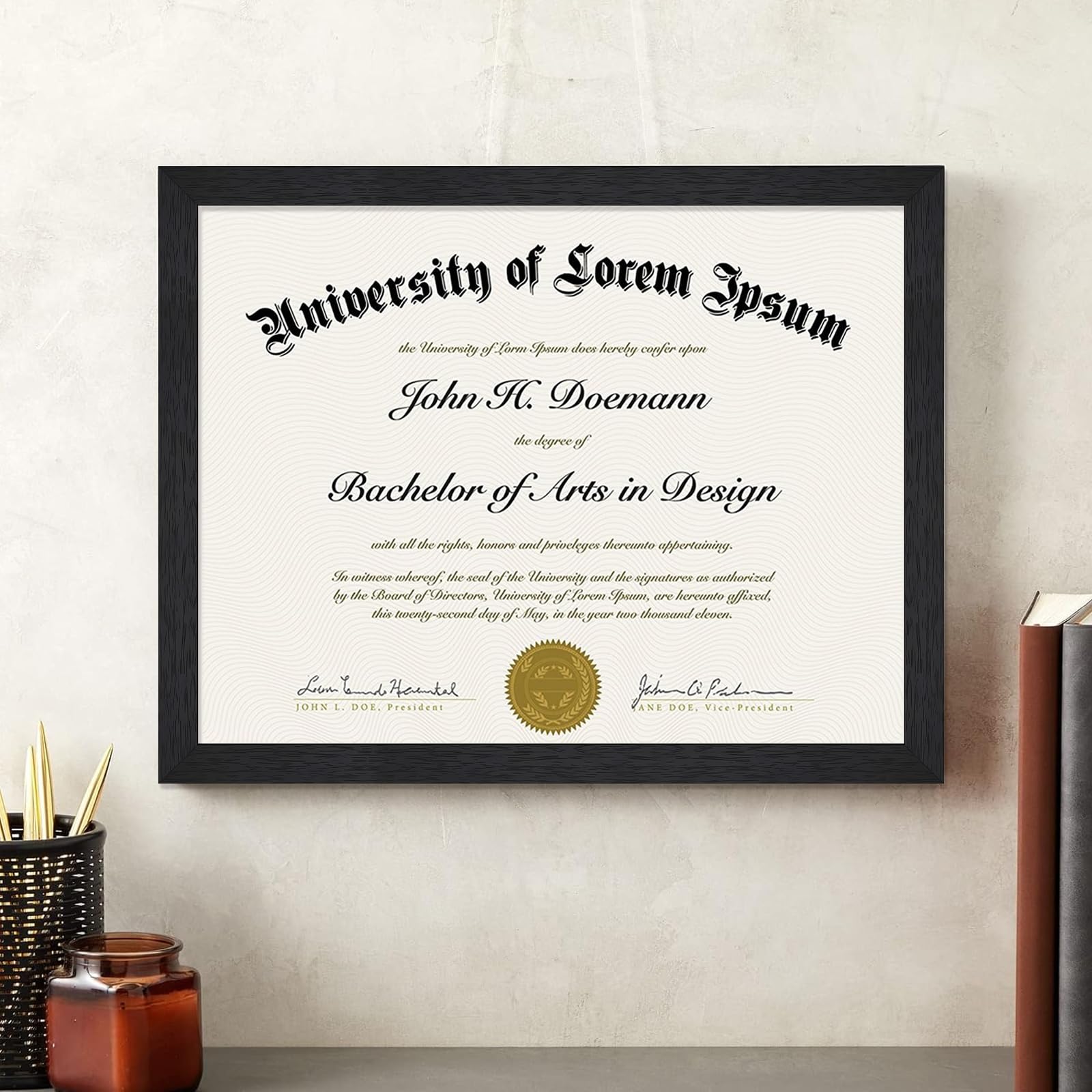 A PLUS MAX Black 8.5 x 11 Frame Set of 5, Engineered Wood Frame with Wood-grain for Display 8.5 by 11 Document Award Certificate