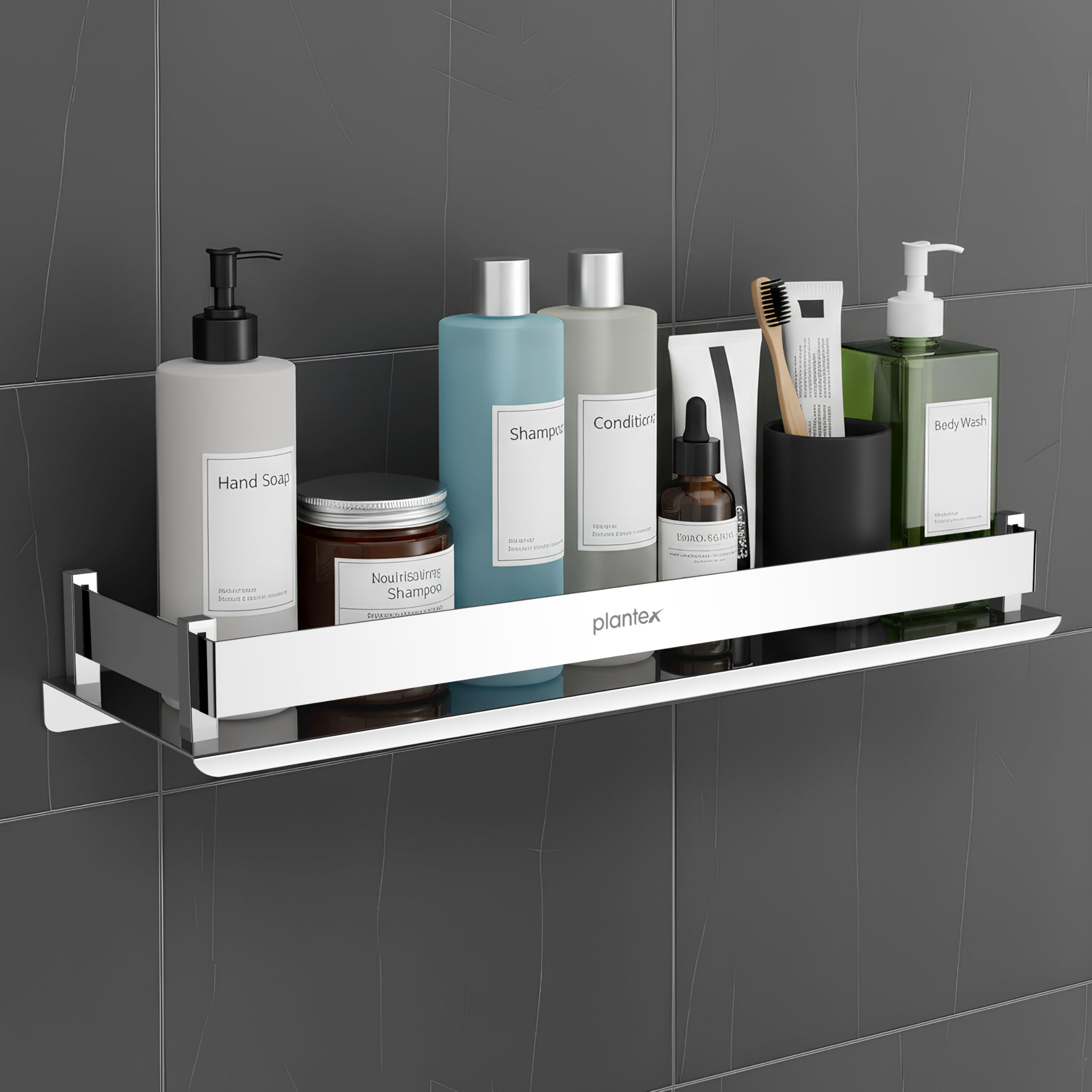 Plantex Stainless Steel Bathroom Shelf/Shelf For Bathroom/Wall Mounted Kitchen Shelf/Washroom Organiser Chrome (15X5 Inch)