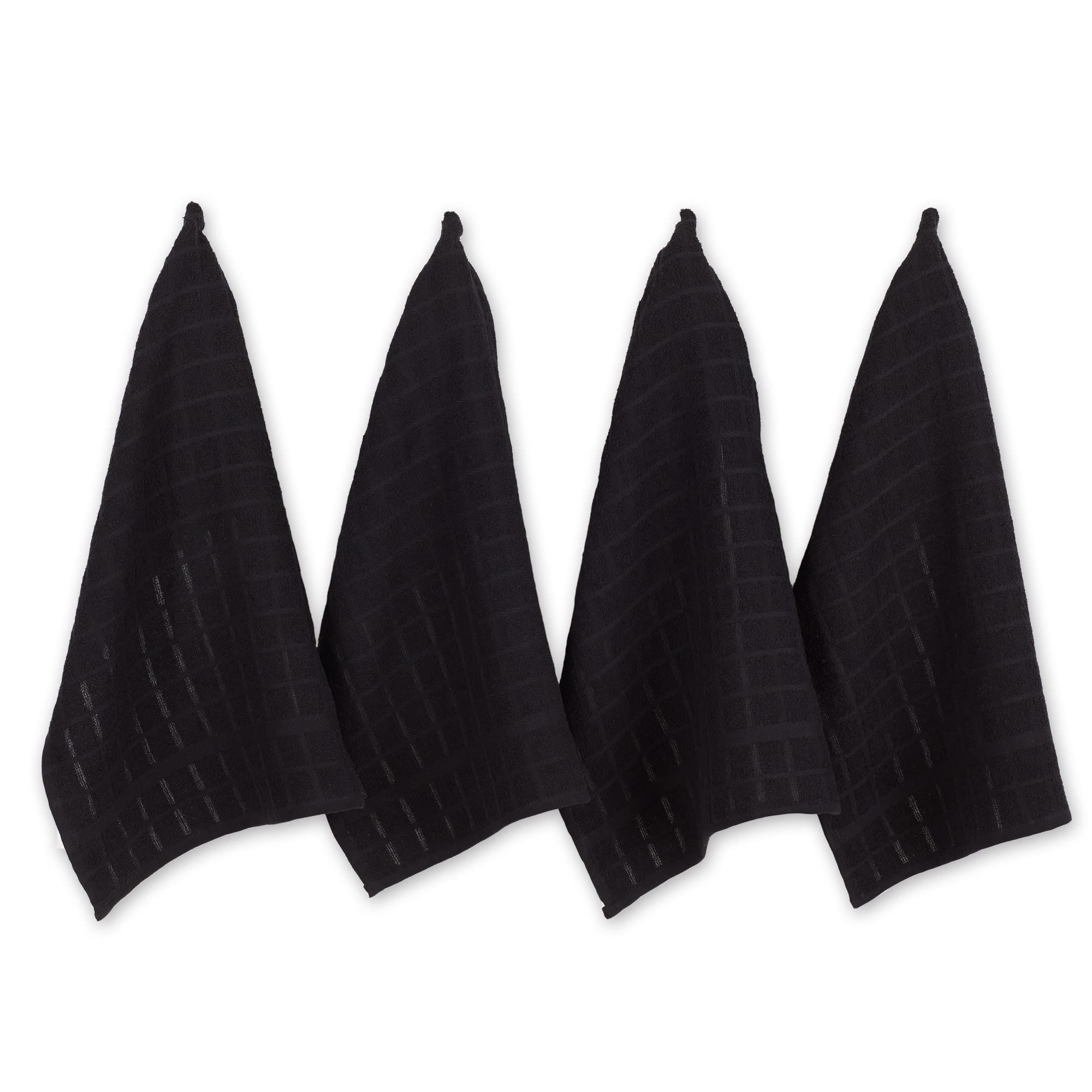 DII Solid Black Windowpane Terry Dishtowel (Set of 4)