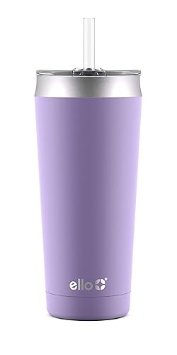 Ello Beacon Vacuum Insulated Stainless Steel Tumbler With Slider Lid And Optional Straw, 24 Oz, Lavender